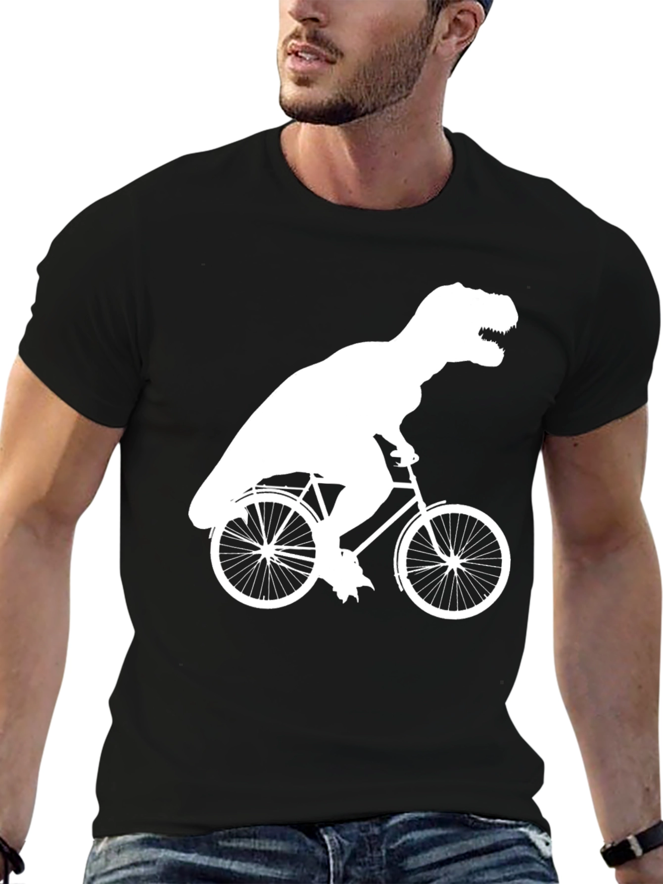 T-Rex Riding Bike Graphic Tee - Black