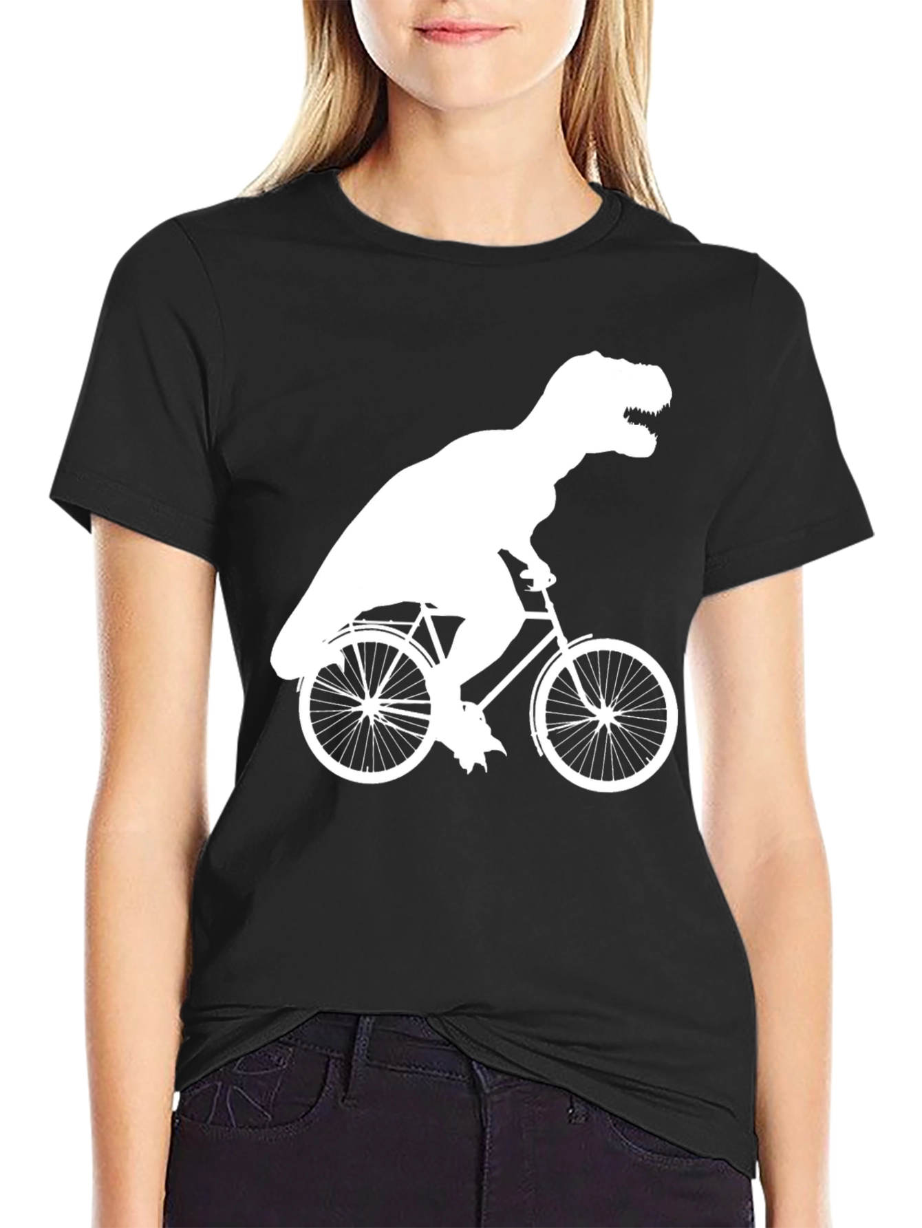 T-Rex Riding Bike Graphic Tee - Black