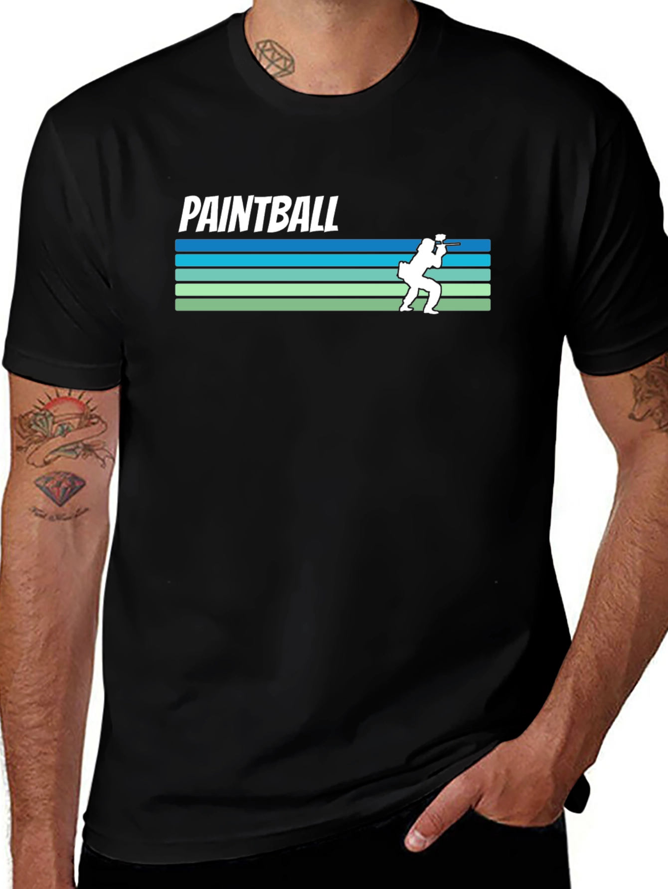 Paintball Retro Style Black T-Shirt