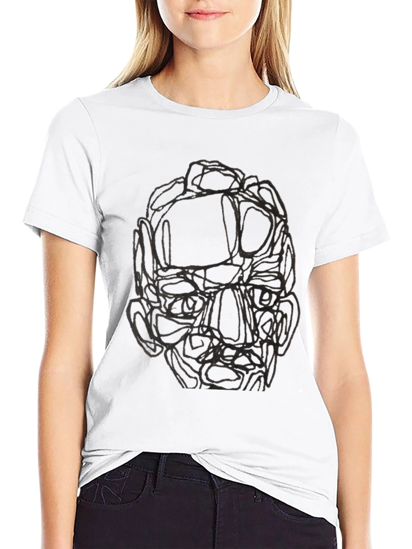Abstract Face Graphic Black T-Shirt