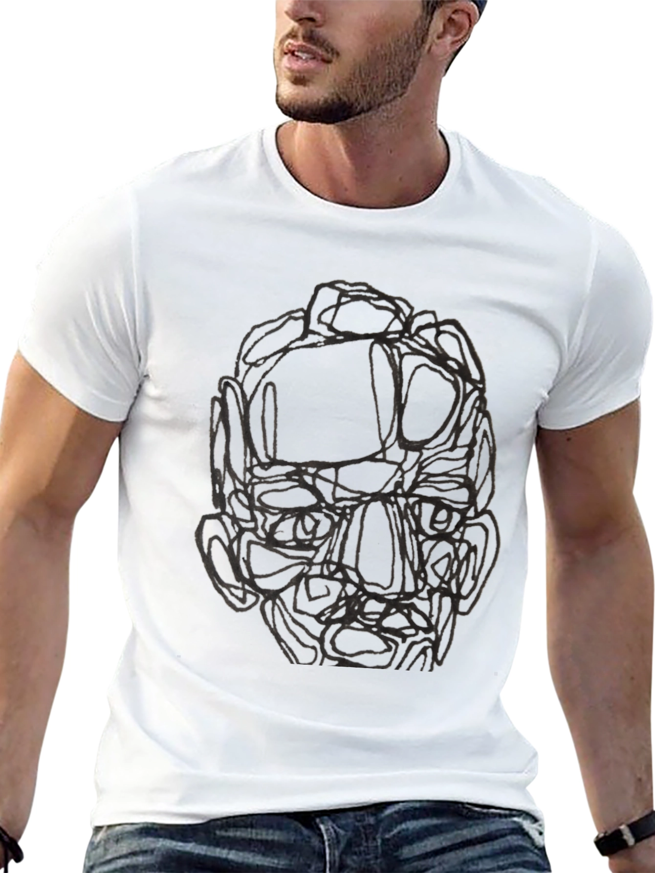 Abstract Face Graphic Black T-Shirt