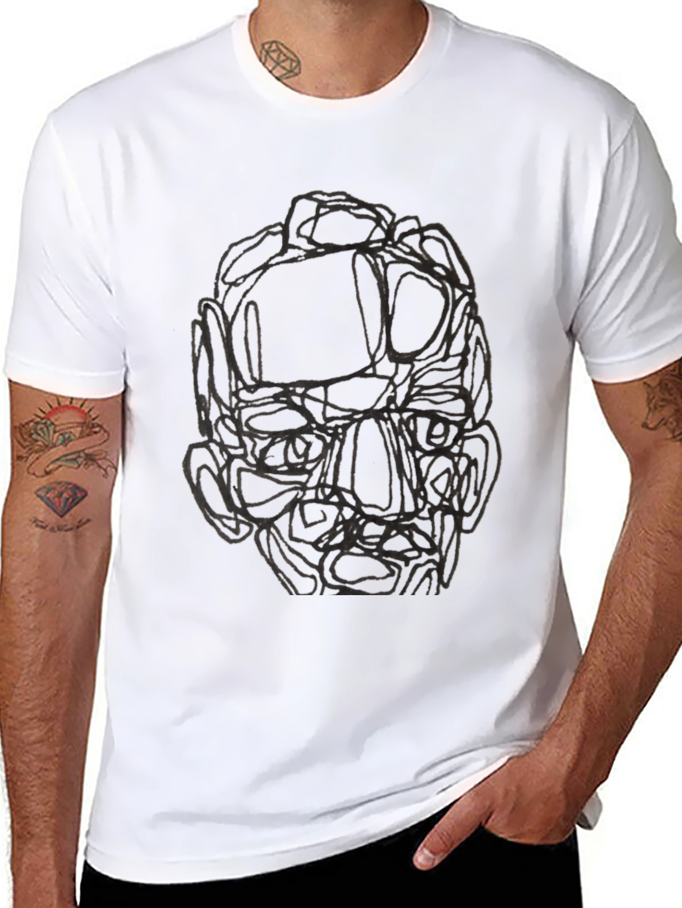 Abstract Face Graphic Black T-Shirt