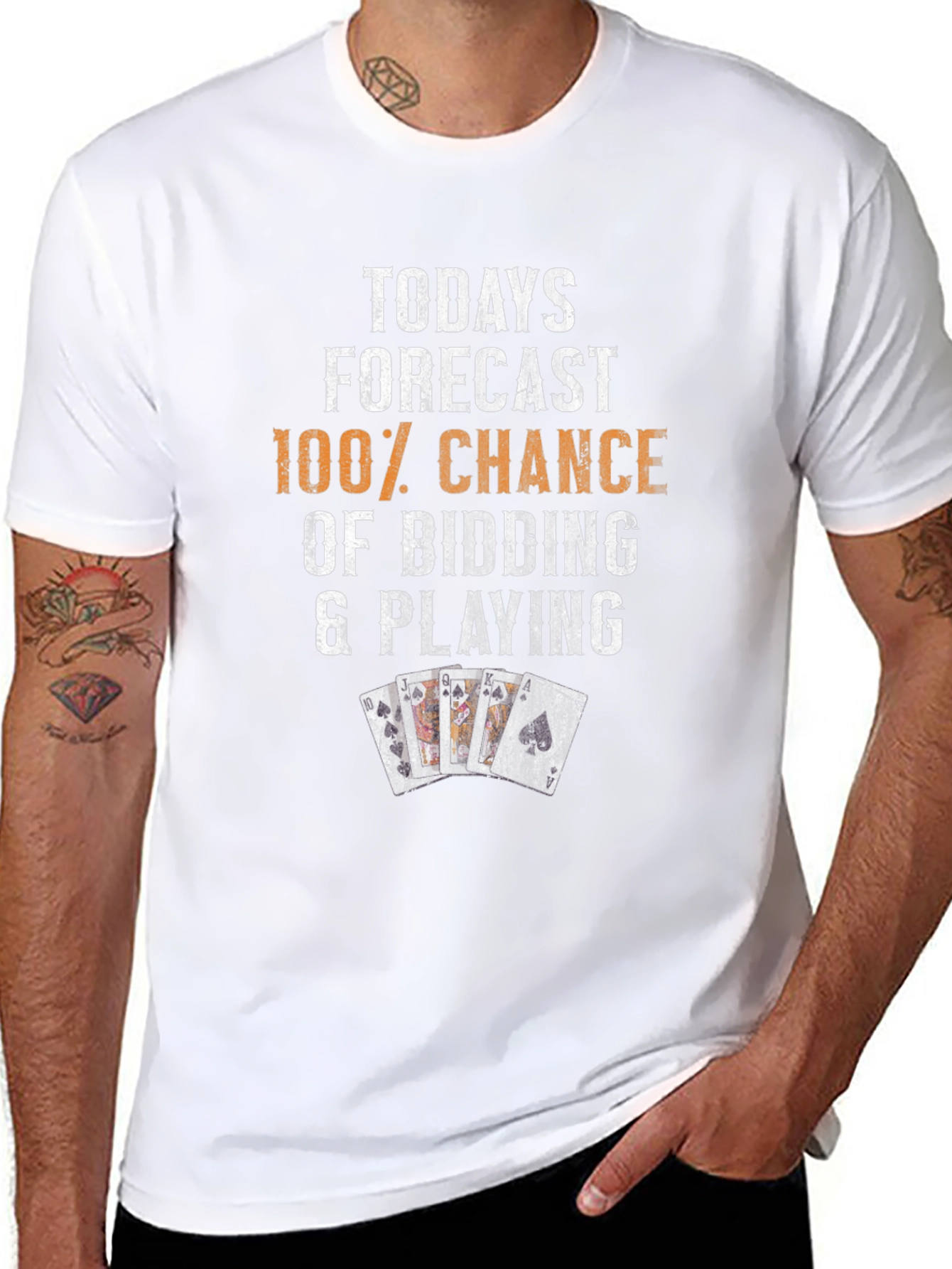 Funny Poker T-Shirt: 100% Chance Bidding & Playing