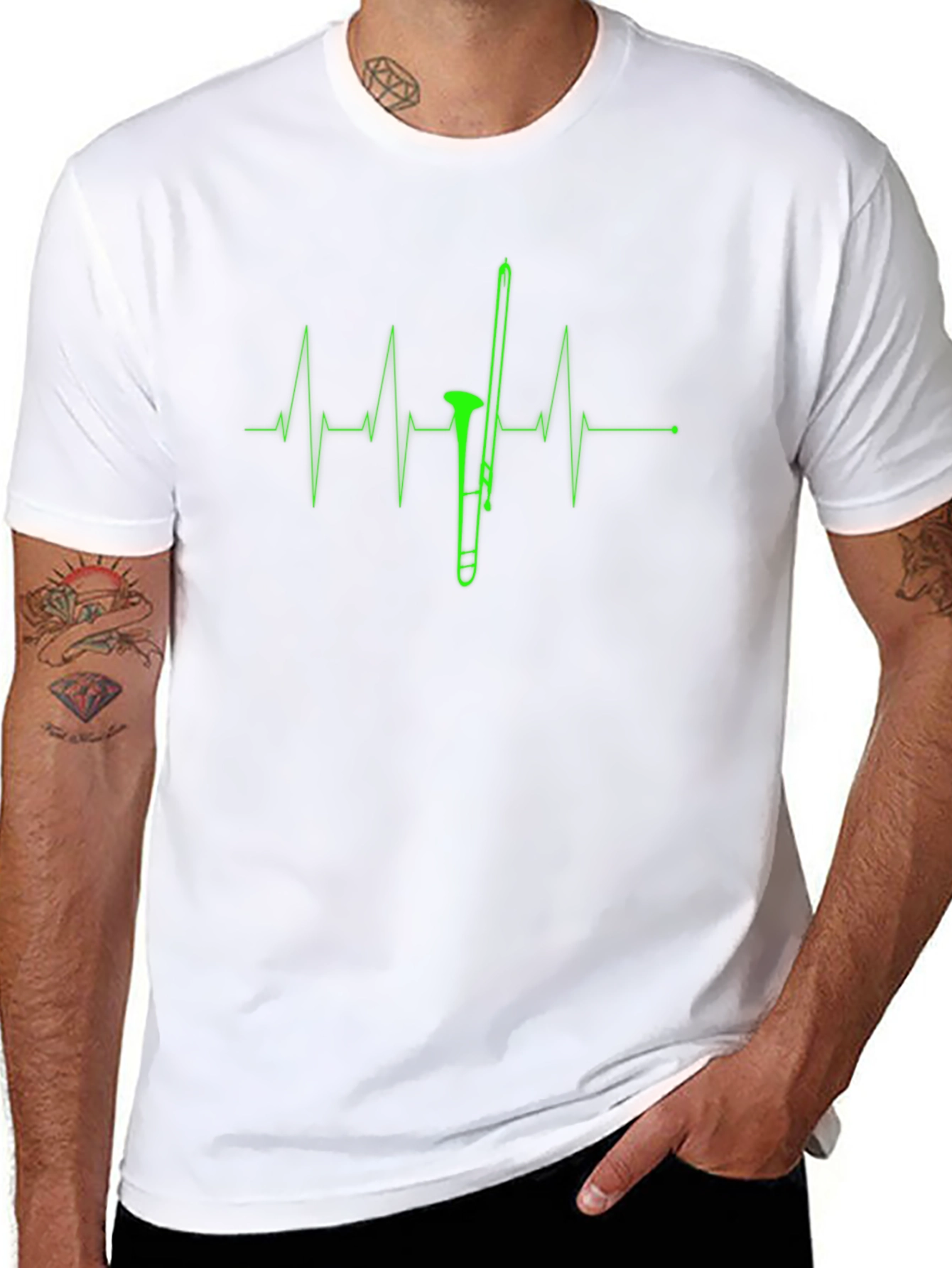 Trombone Heartbeat Black Graphic Tee