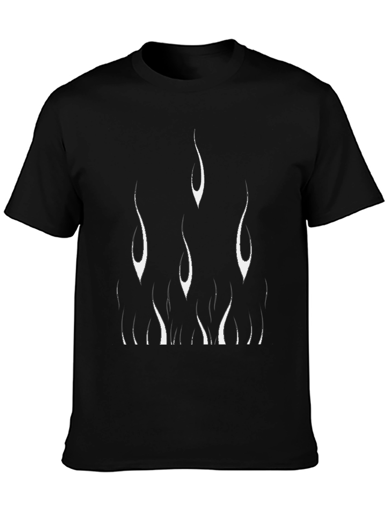 Mens Black T-Shirt with Flame Design
