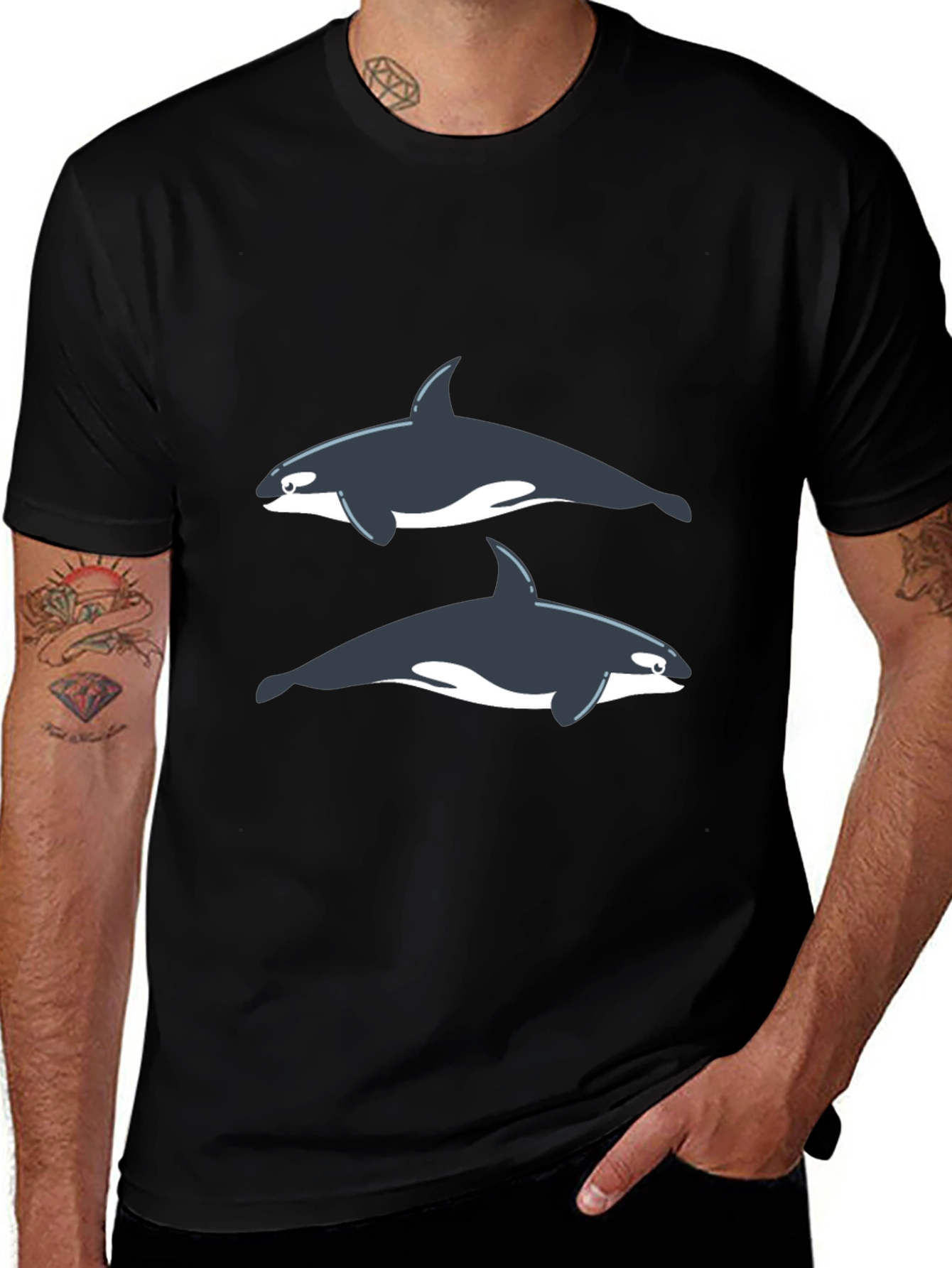 Orca Graphic Tee - Black Cotton T-Shirt