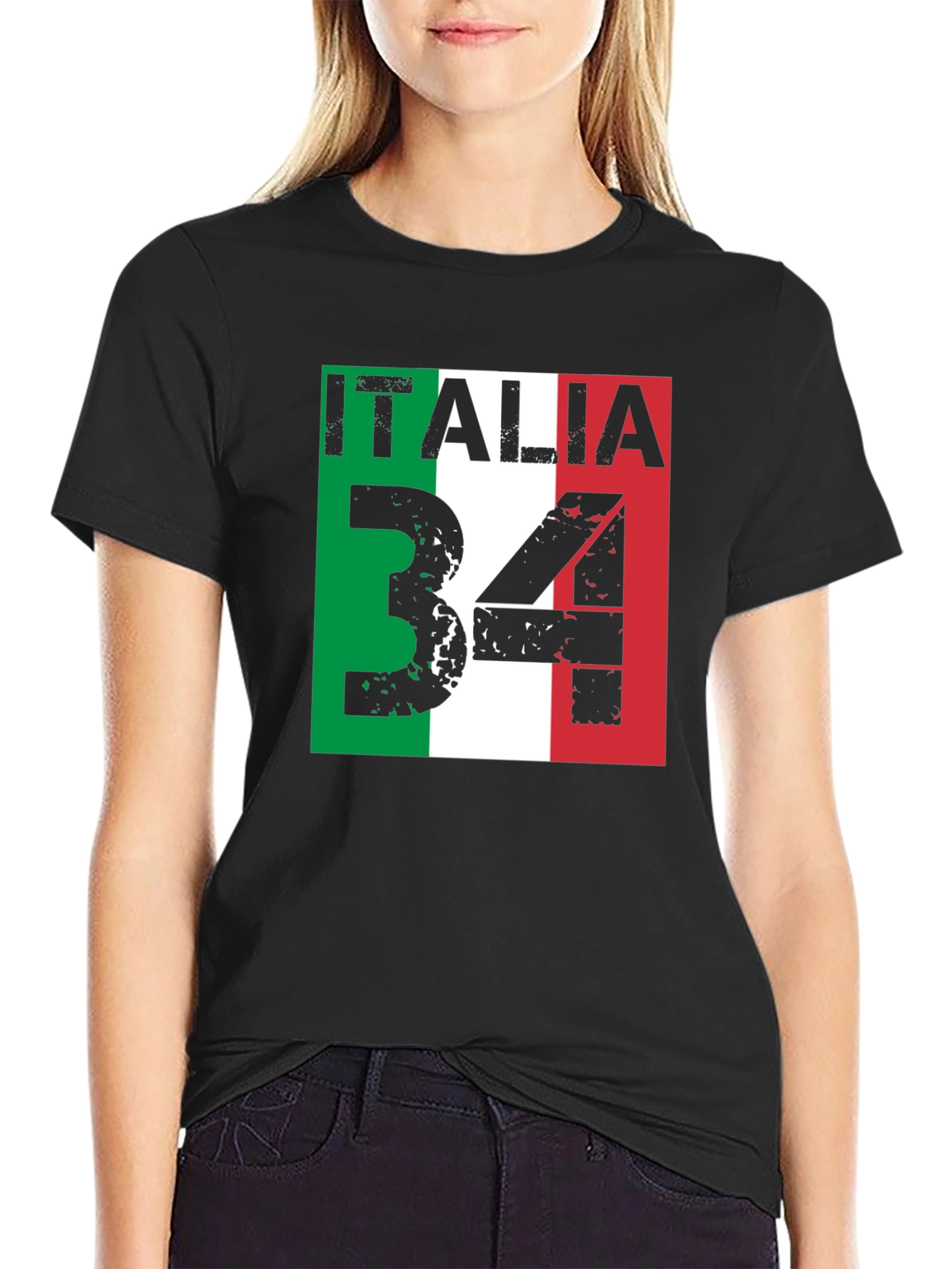 Italia 34 Graphic Tee - Italian Flag Design