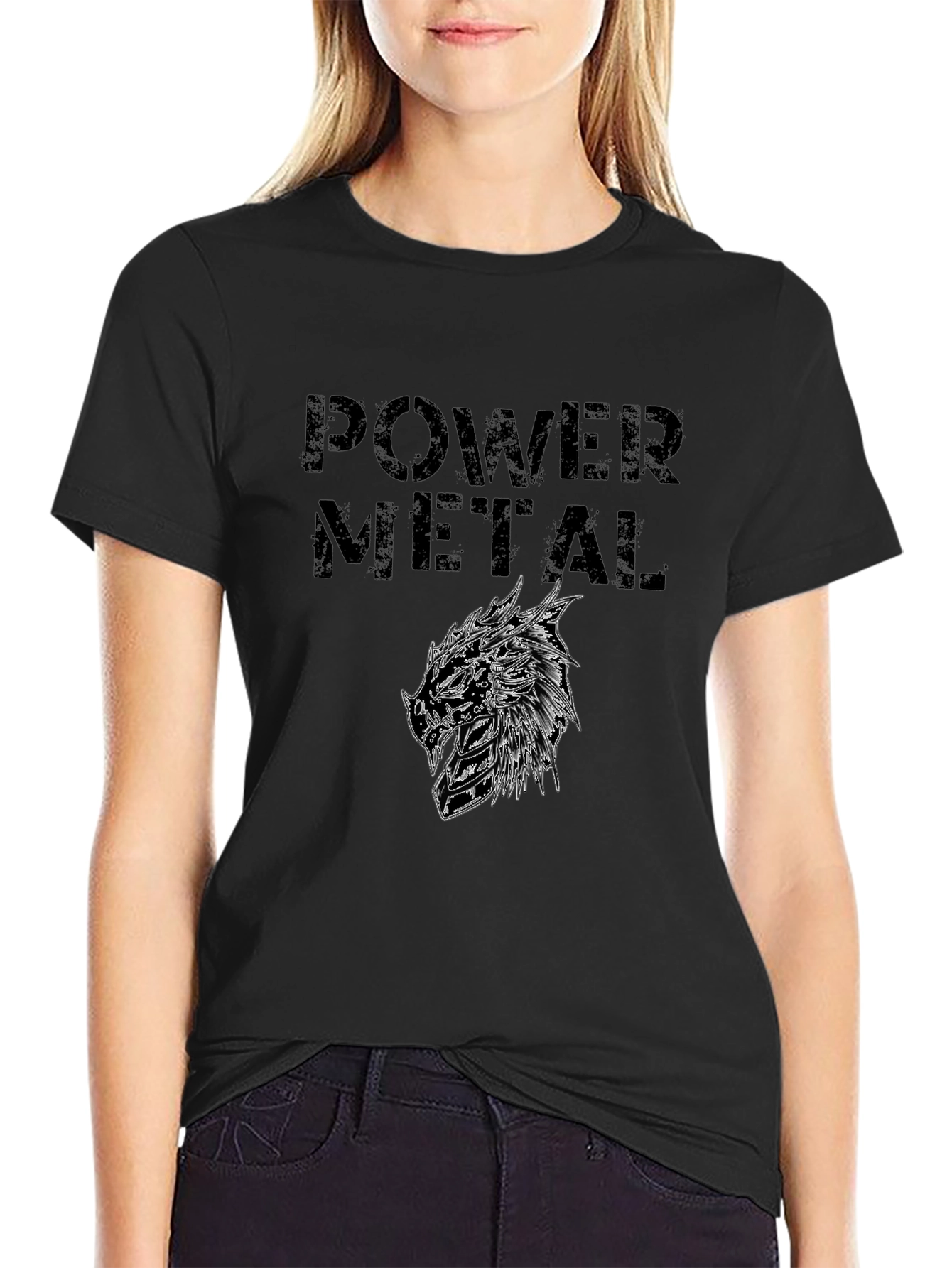 Power Metal Graphic Print Black T-Shirt