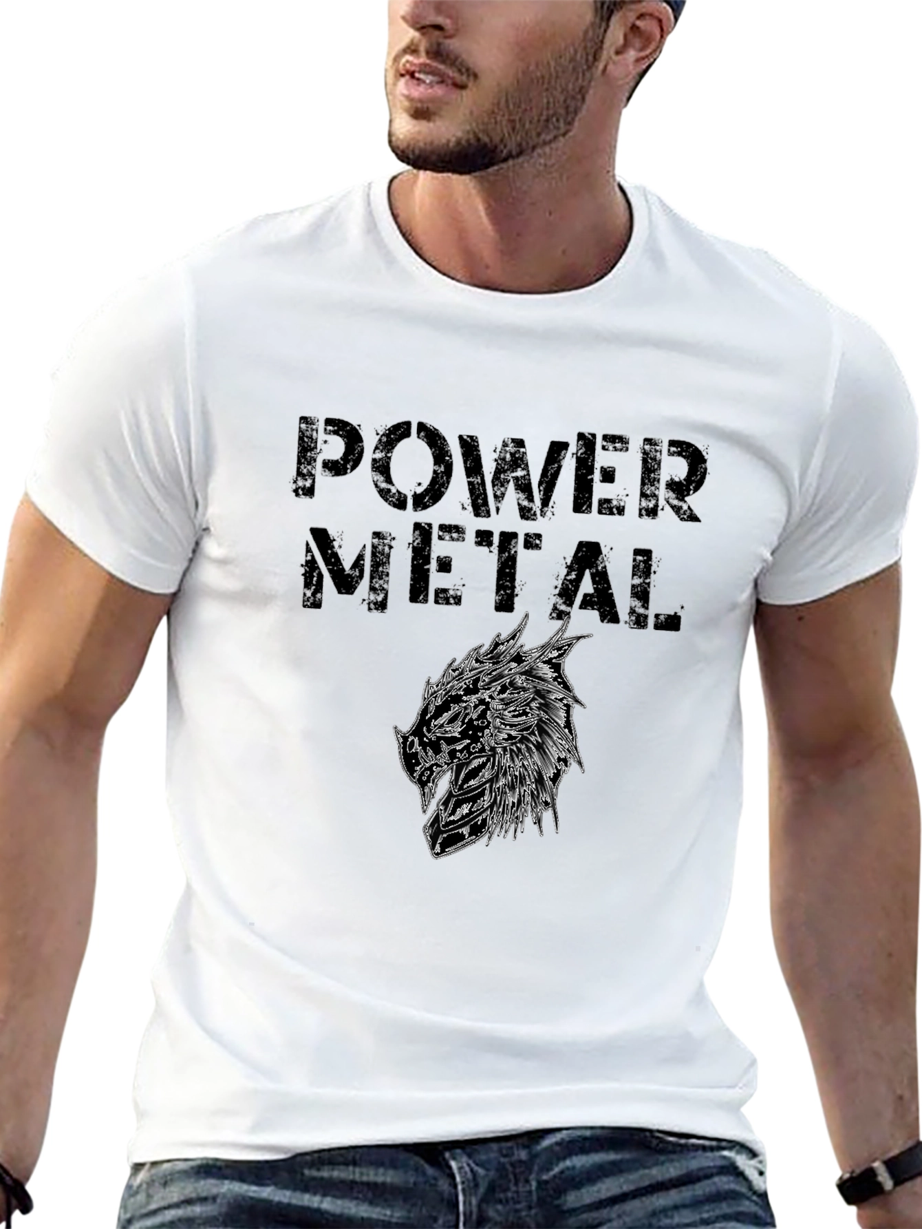 Power Metal Graphic Print Black T-Shirt