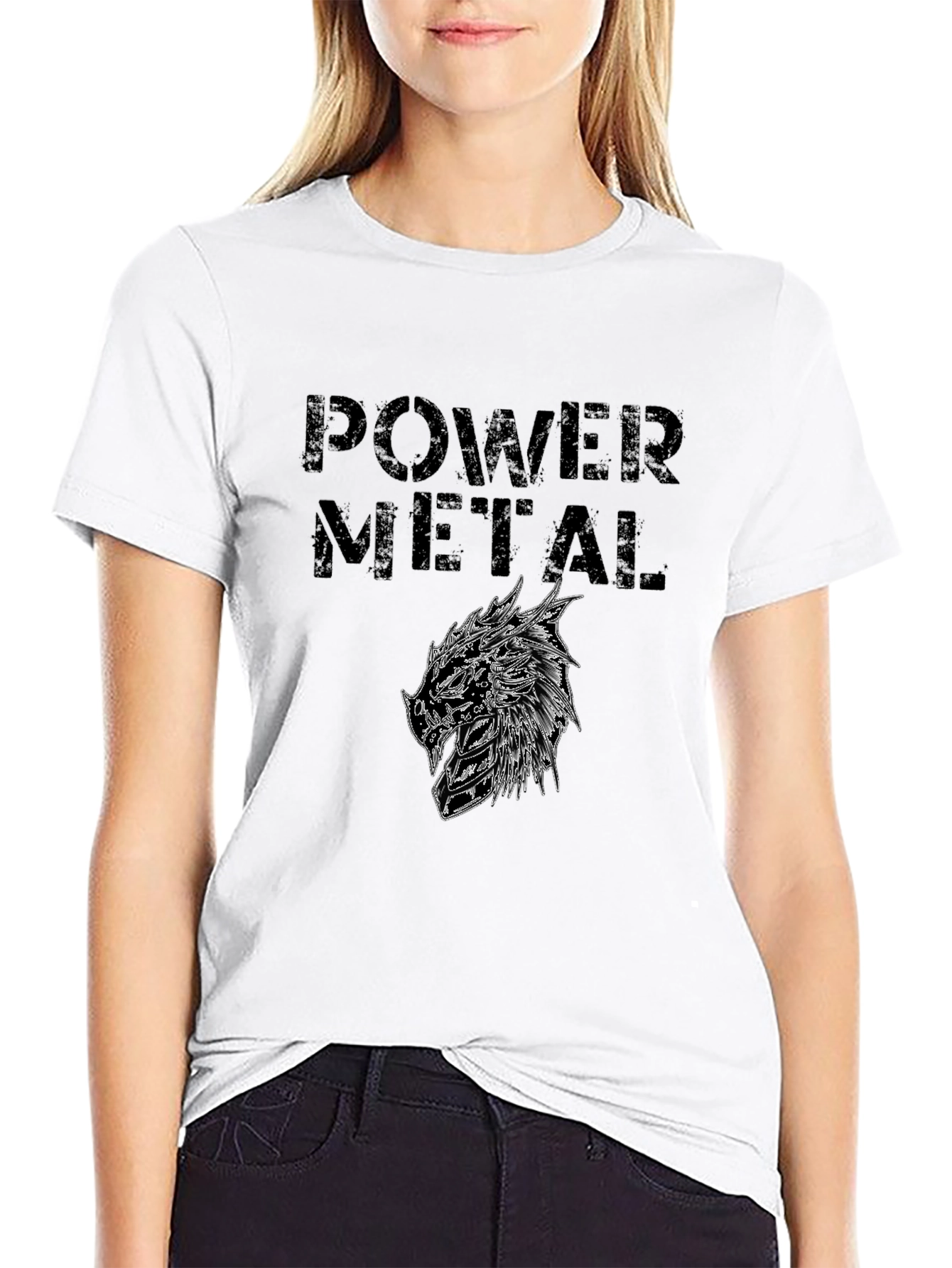 Power Metal Graphic Print Black T-Shirt