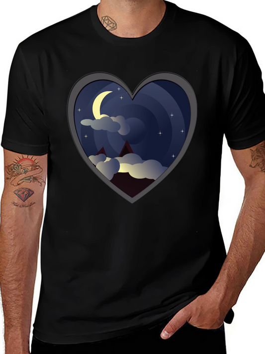 Heart Moon T-Shirt - Graphic Tee for Night Sky Lovers