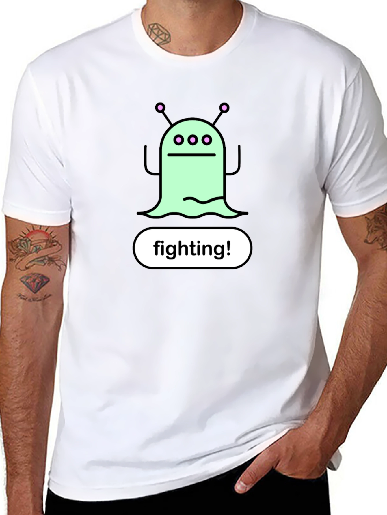 Fighting Alien Graphic Tee - Black