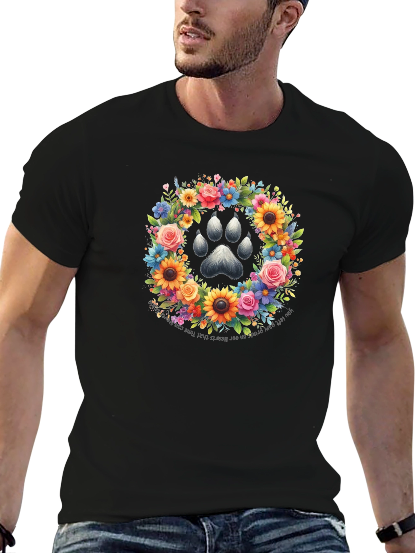 Floral Paw Print Memorial T-Shirt