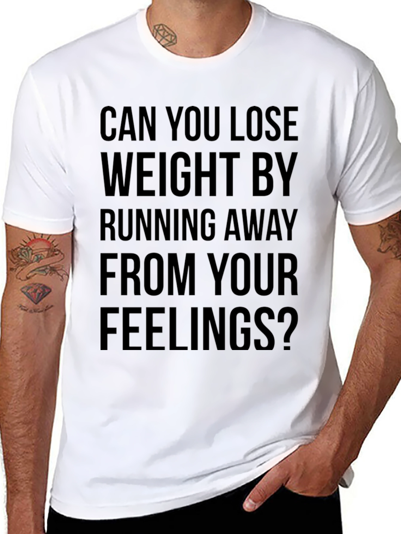 Funny Slogan Tee - Run Away From Feelings?