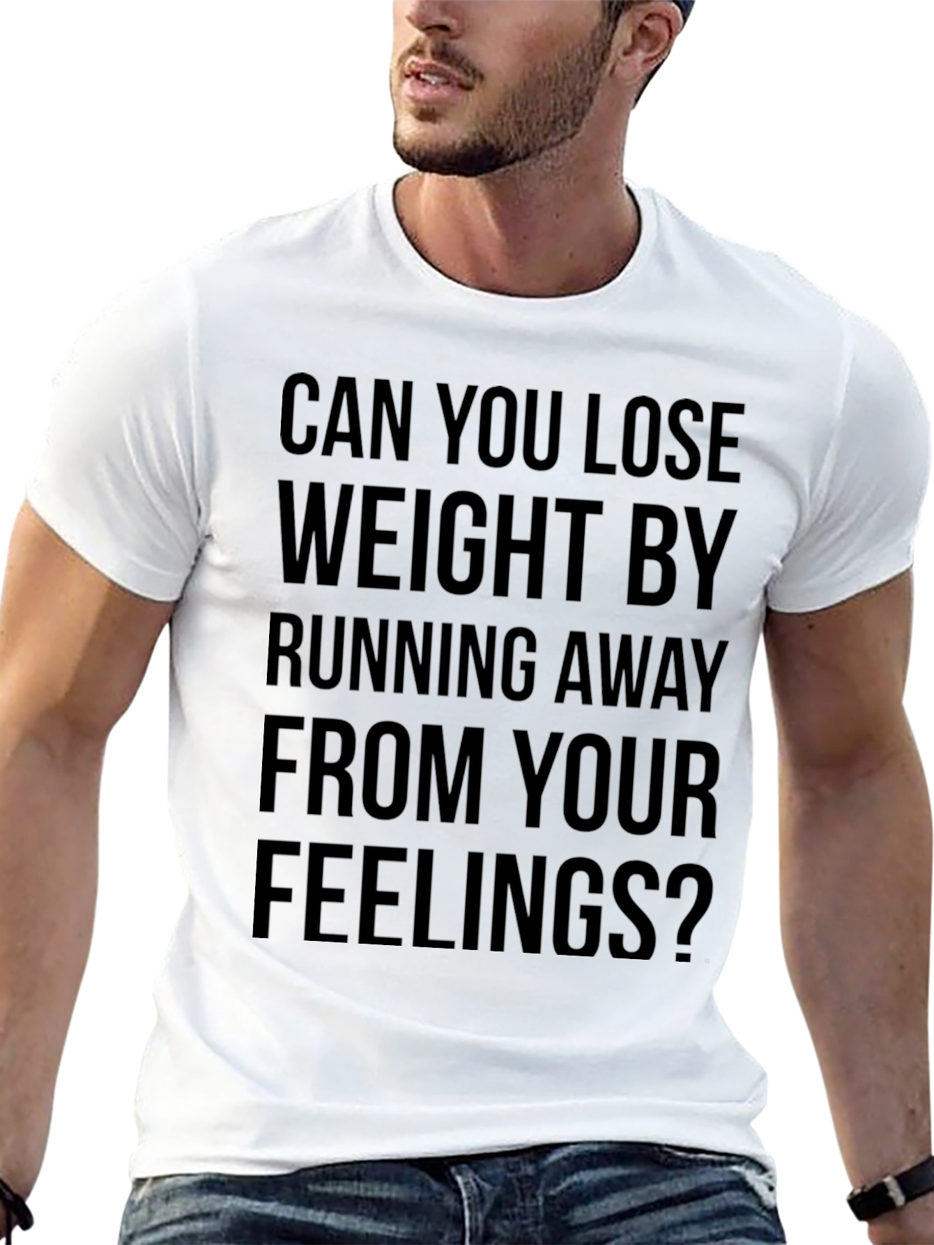 Funny Slogan Tee - Run Away From Feelings?