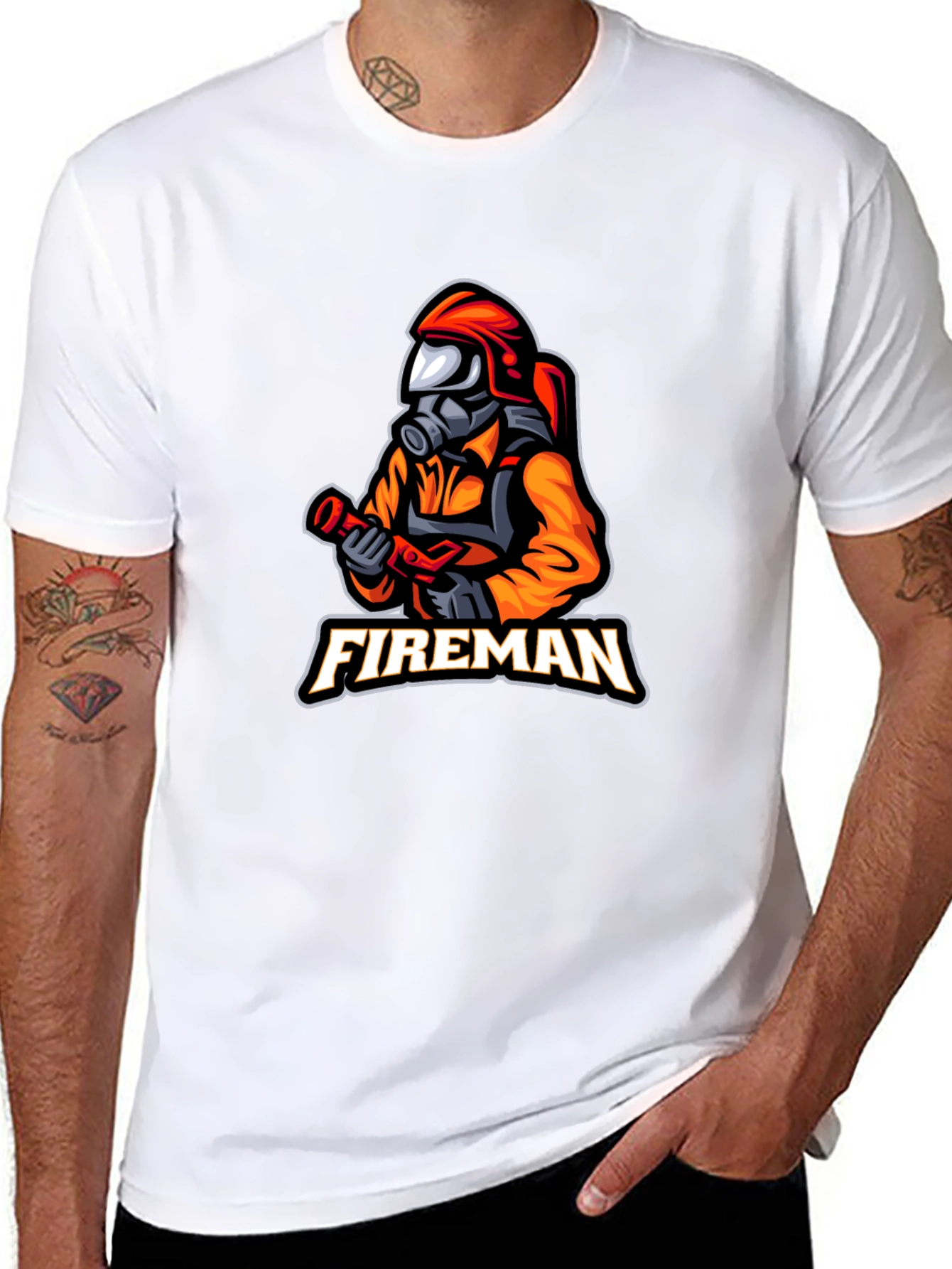 Fireman Graphic T-Shirt - Black Casual Tee