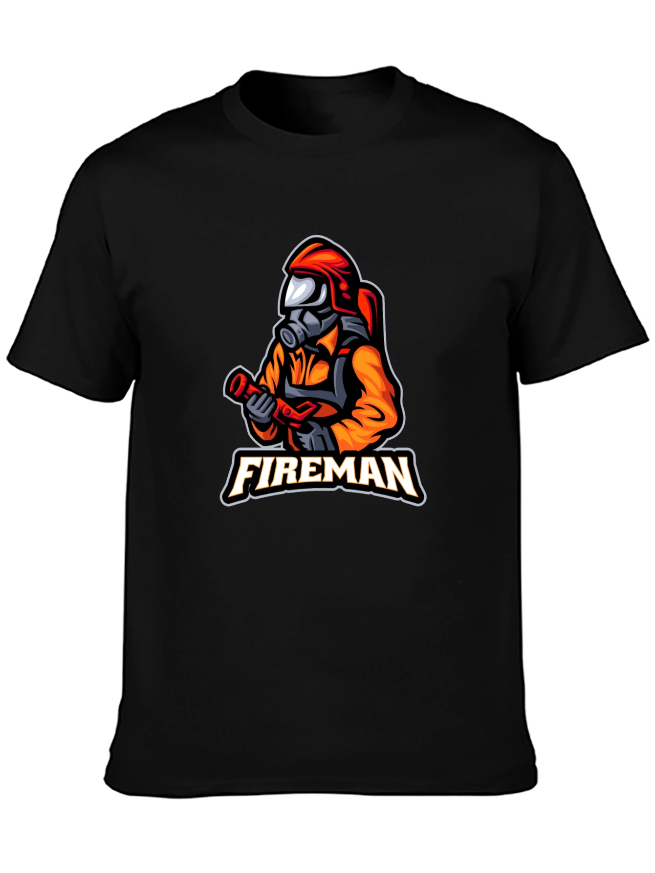 Fireman Graphic T-Shirt - Black Casual Tee
