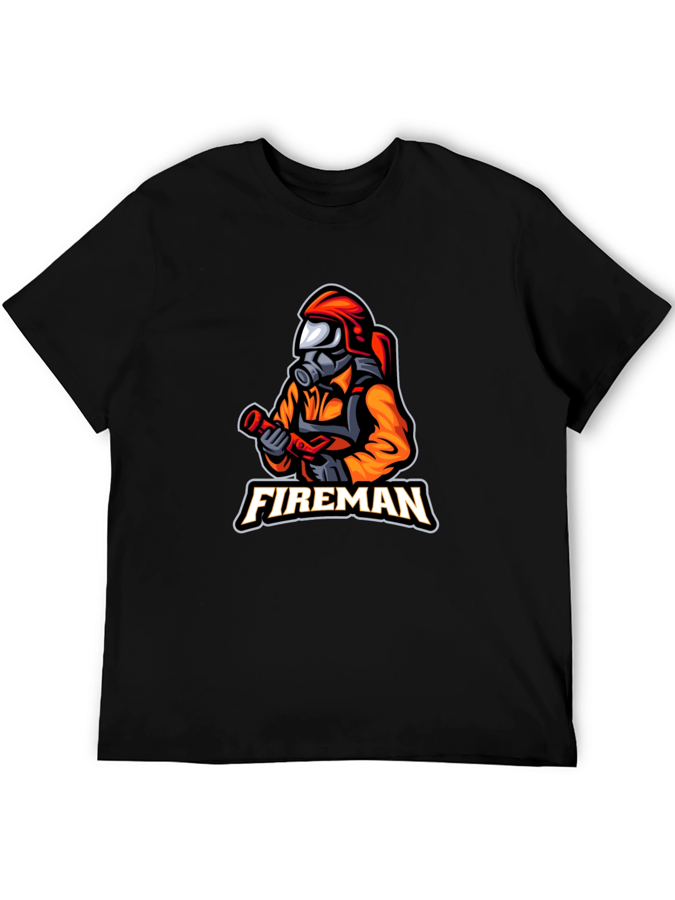 Fireman Graphic T-Shirt - Black Casual Tee