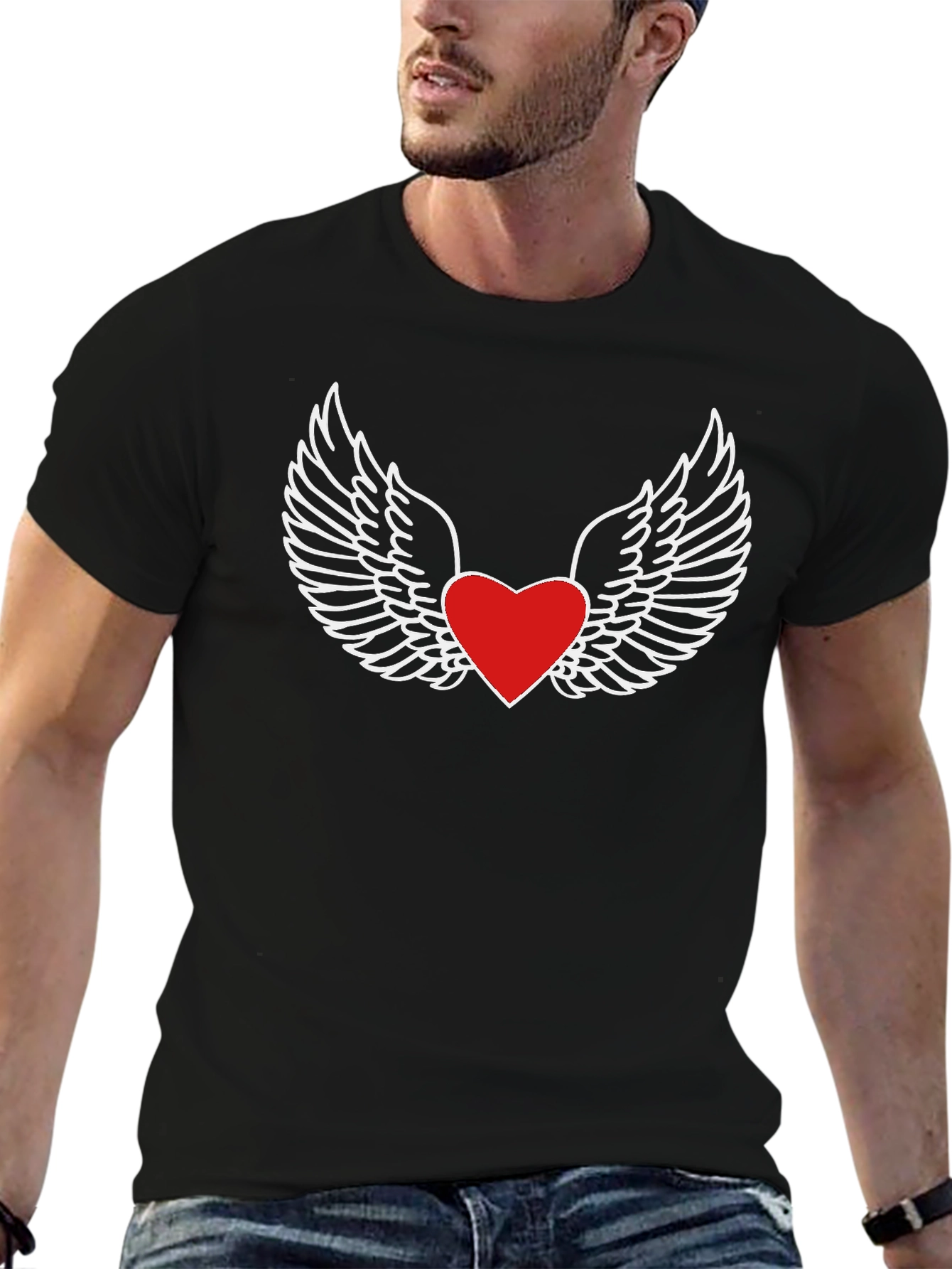 Heart With Wings Graphic Tee - Classic Black T-Shirt