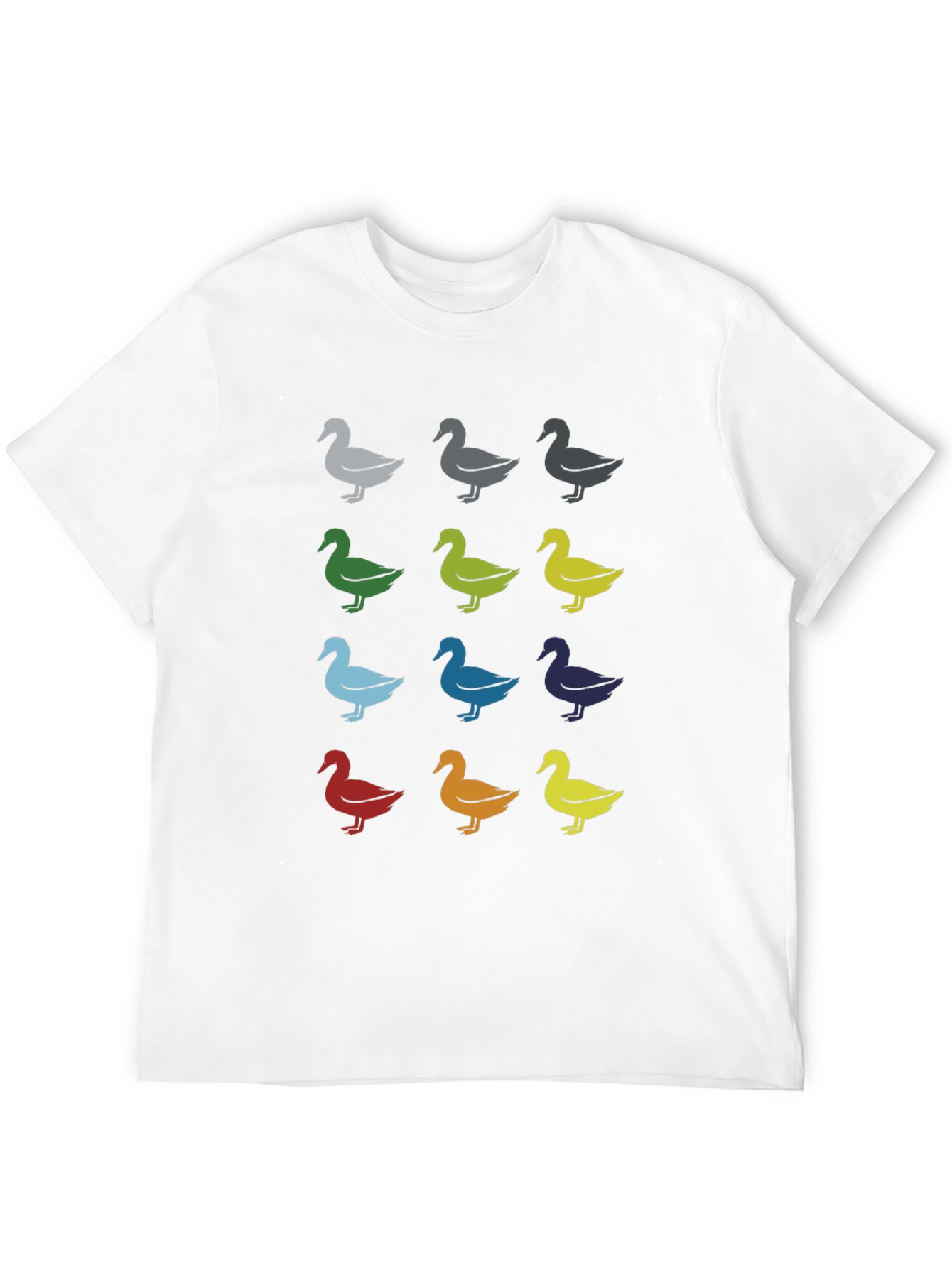 Quirky Duck Pattern Graphic Tee - Black Unisex T-Shirt
