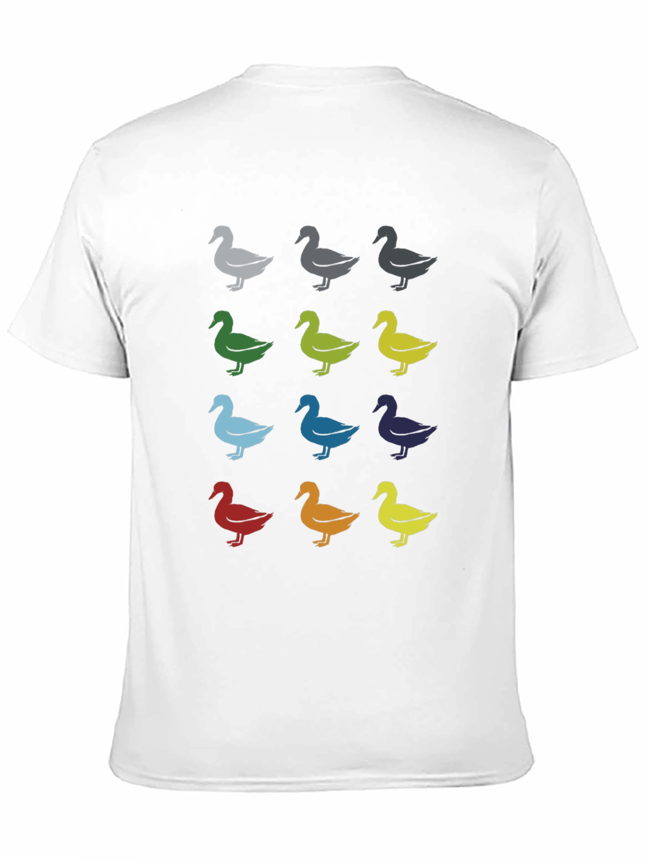 Quirky Duck Pattern Graphic Tee - Black Unisex T-Shirt