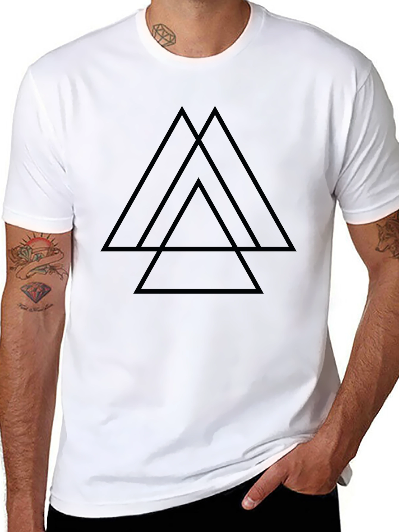 Geometric Triangle Black T-Shirt