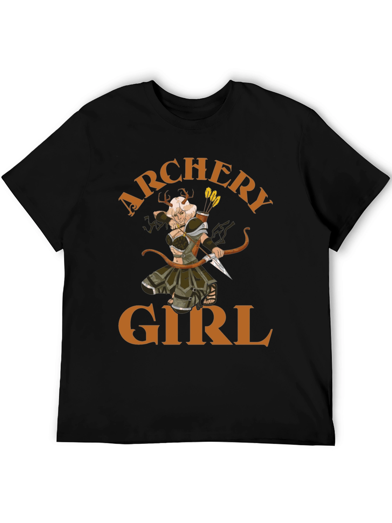Archery Girl Graphic Tee - Black Cotton T-Shirt