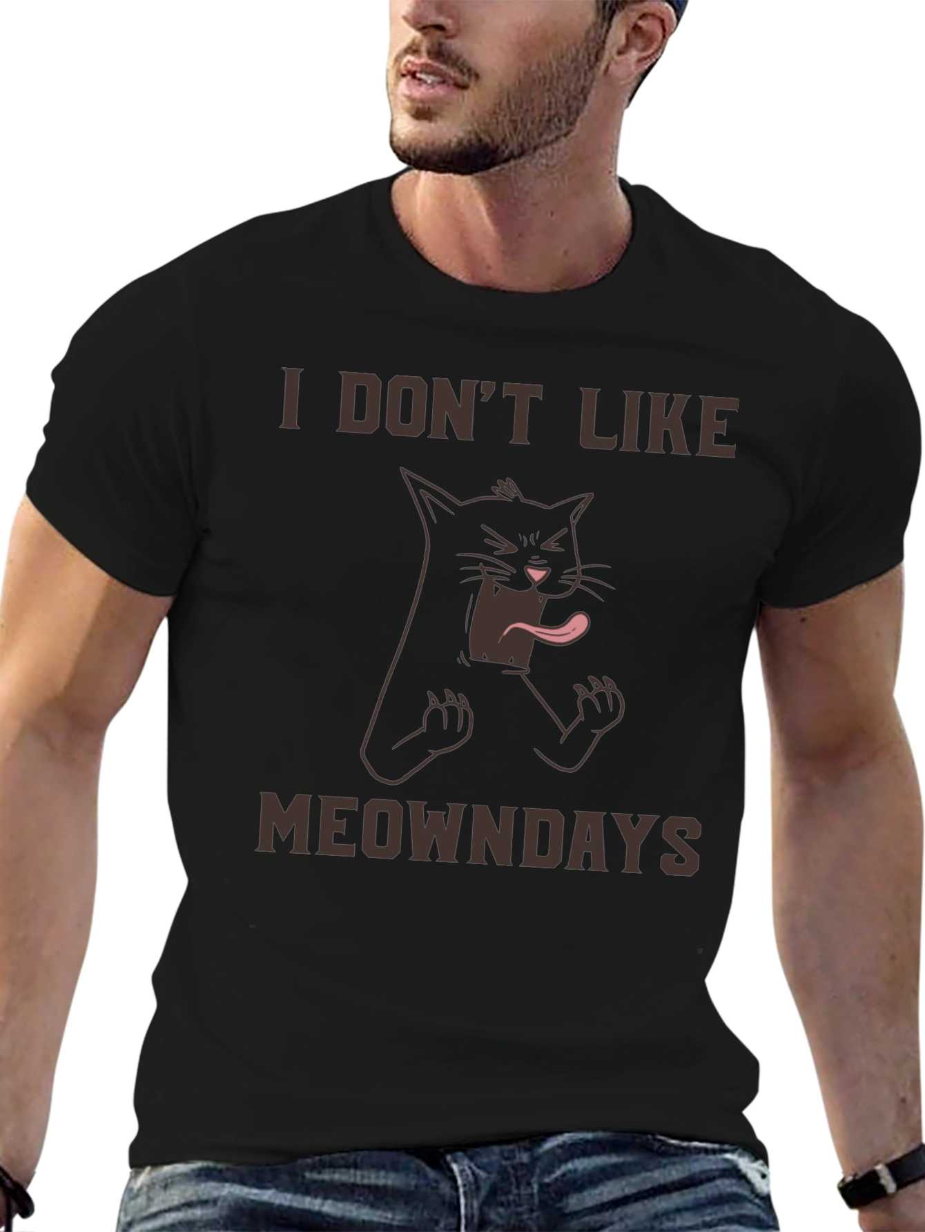 I Dont Like Meowndays Black T-Shirt