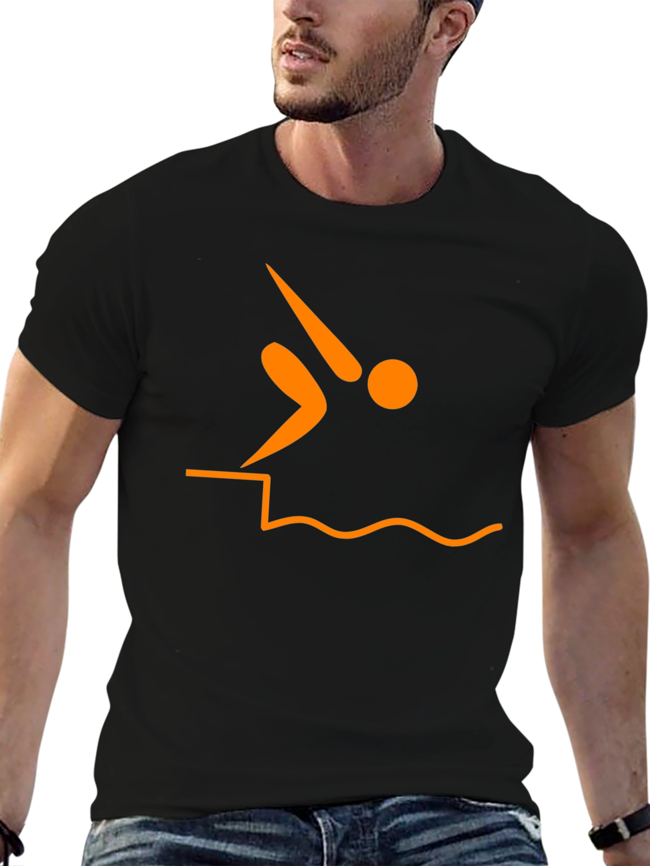 Diver Silhouette Graphic Tee - Black T-Shirt