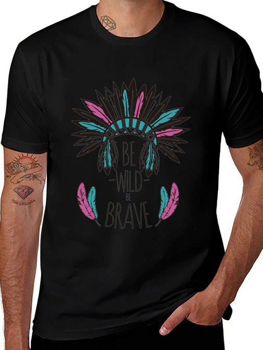 Be Brave Feather Headdress Graphic T-Shirt