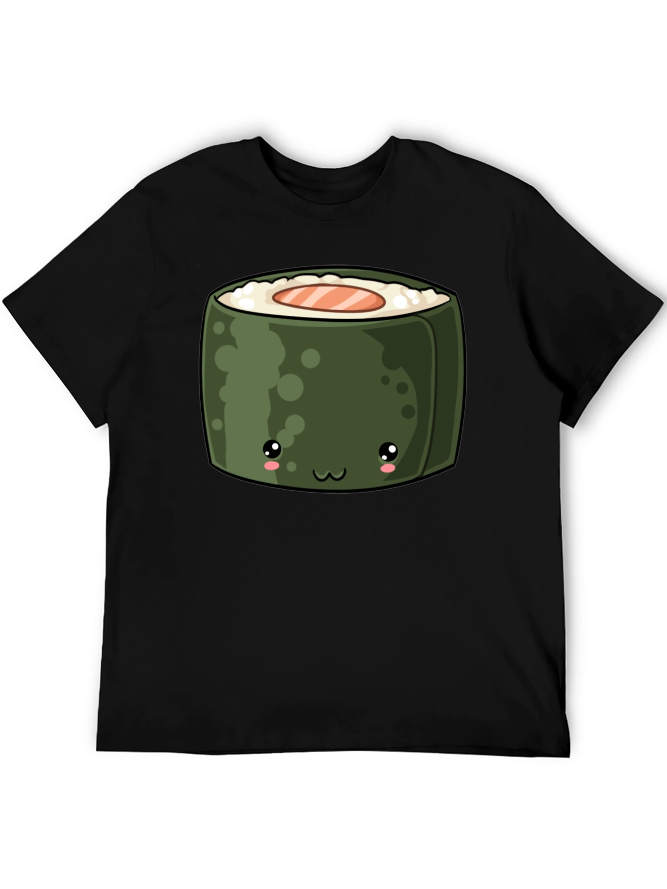 Kawaii Sushi Roll Graphic T-Shirt - Unisex Black Tee