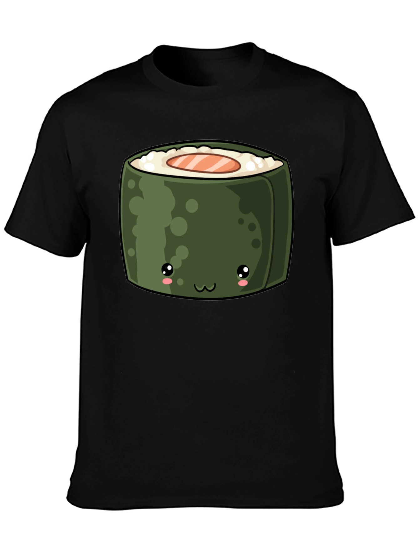Kawaii Sushi Roll Graphic T-Shirt - Unisex Black Tee