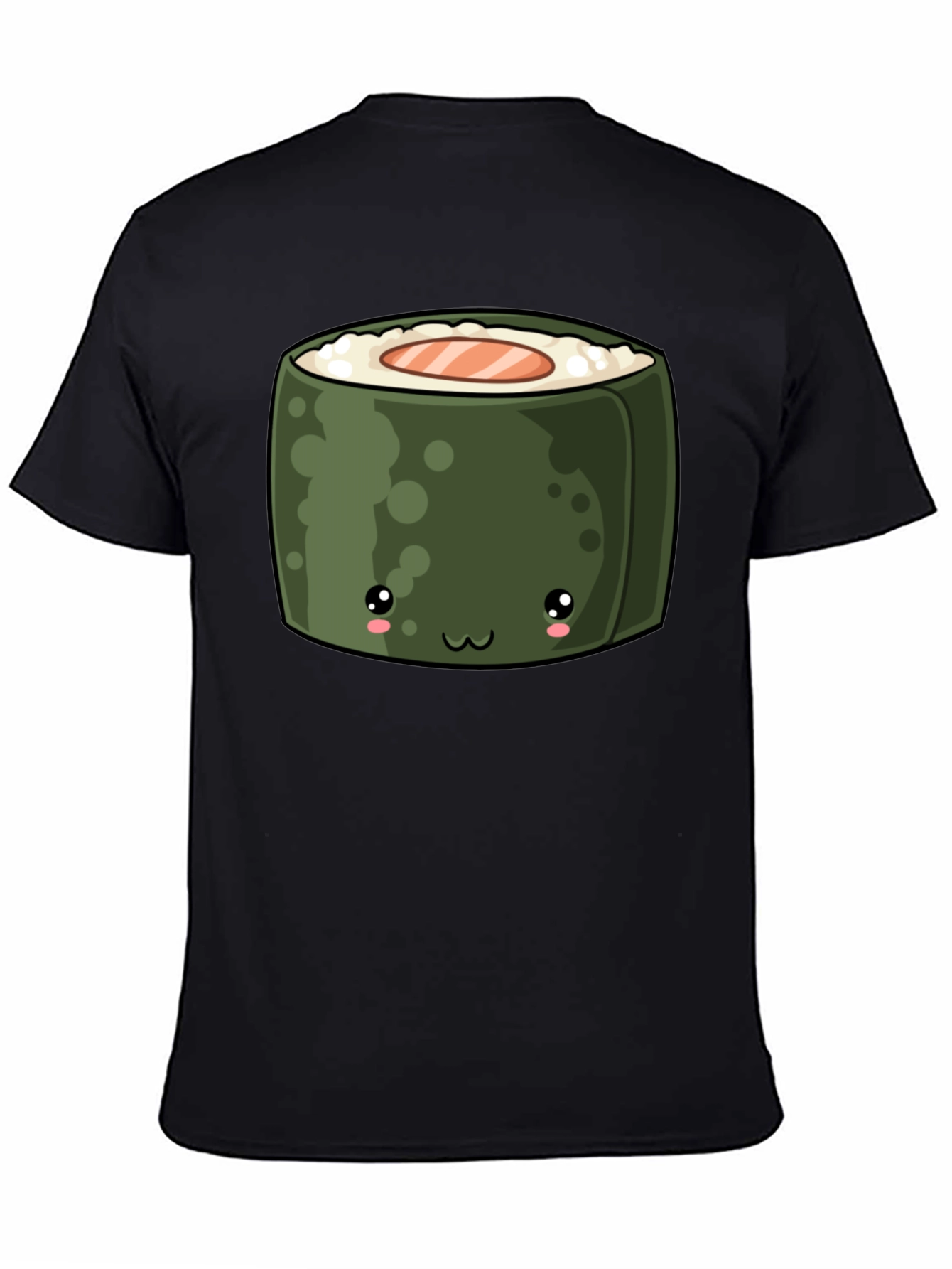 Kawaii Sushi Roll Graphic T-Shirt - Unisex Black Tee