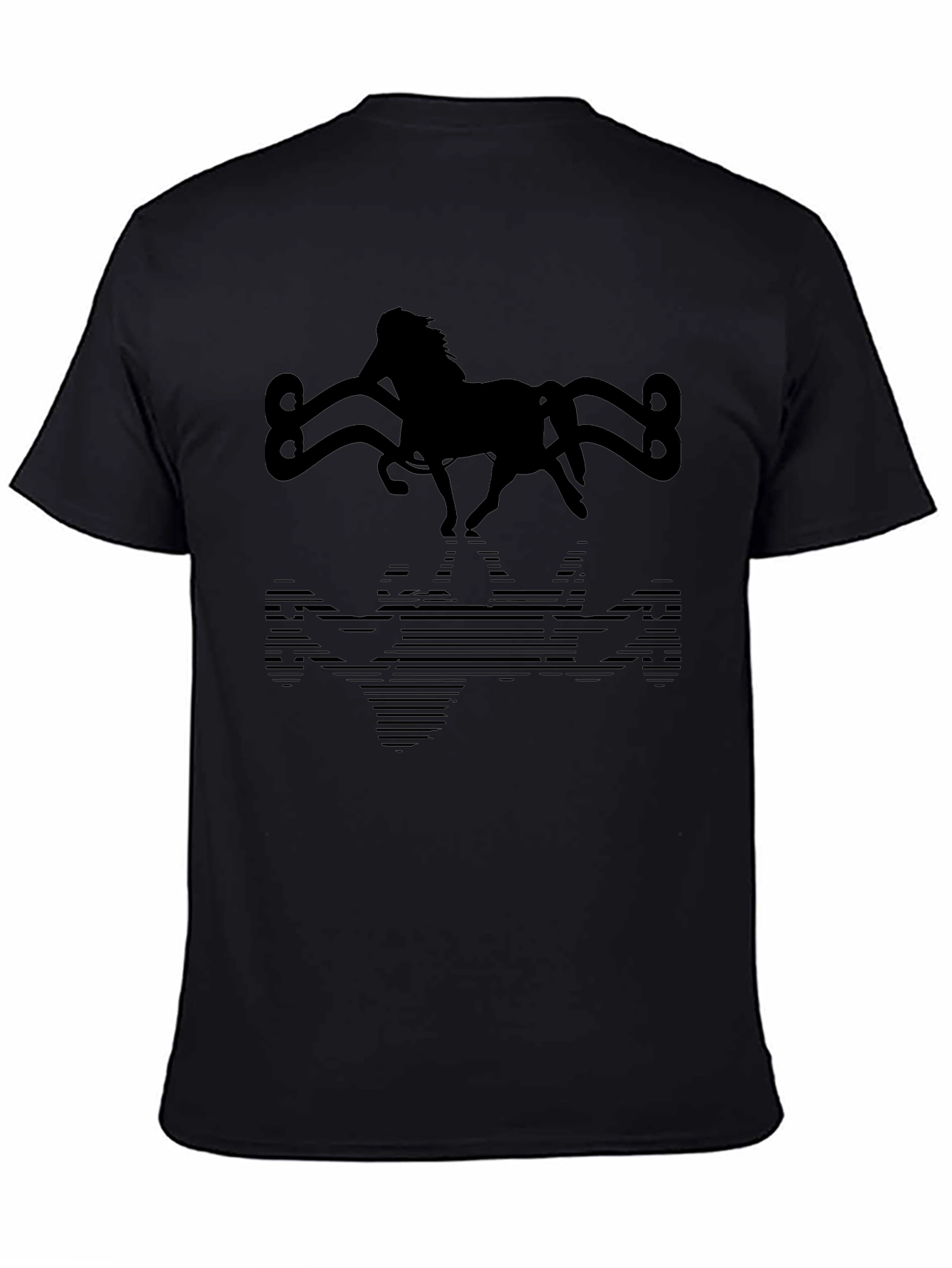 Horse Silhouette Graphic Tee - Black Cotton Blend