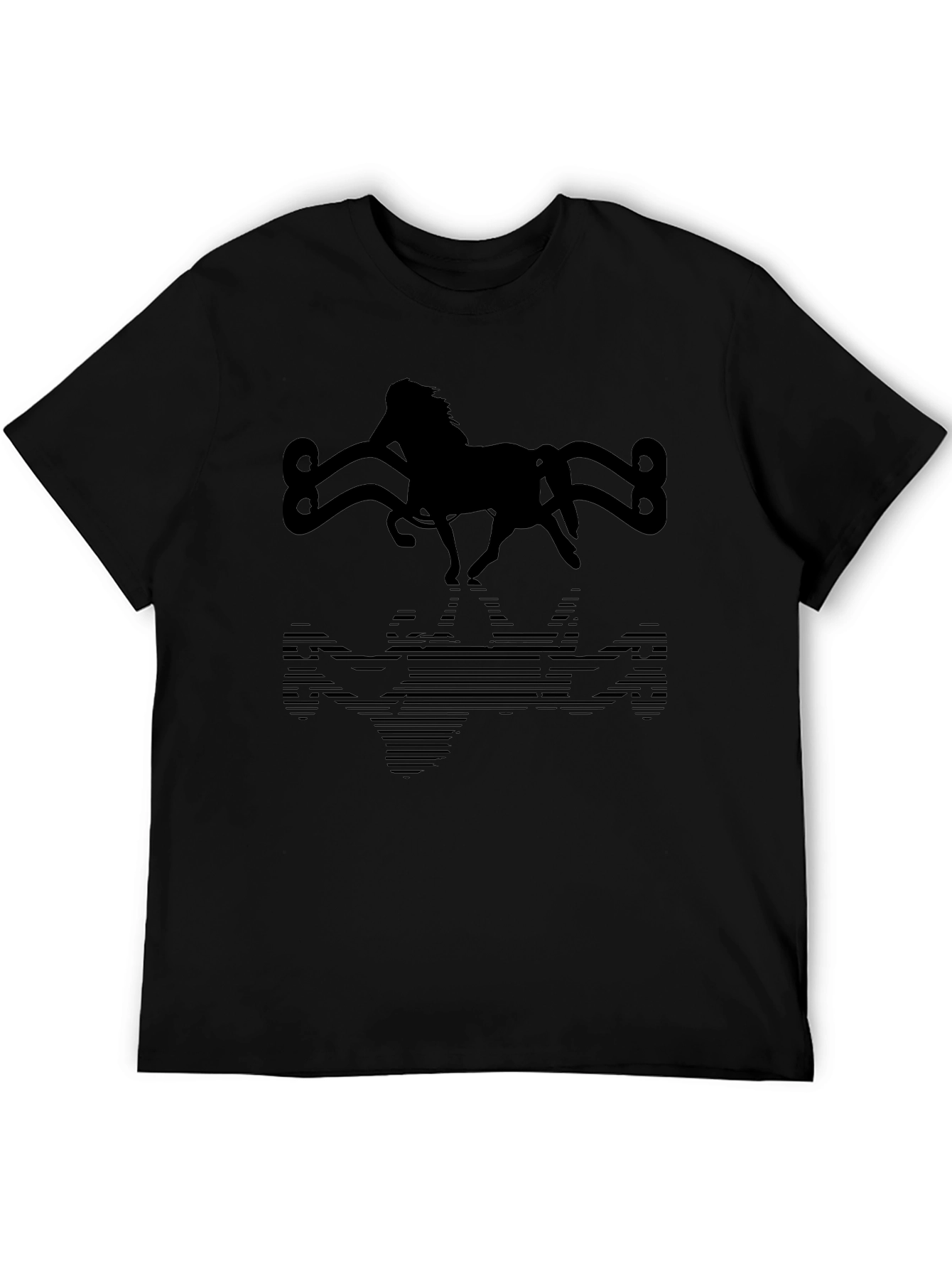 Horse Silhouette Graphic Tee - Black Cotton Blend
