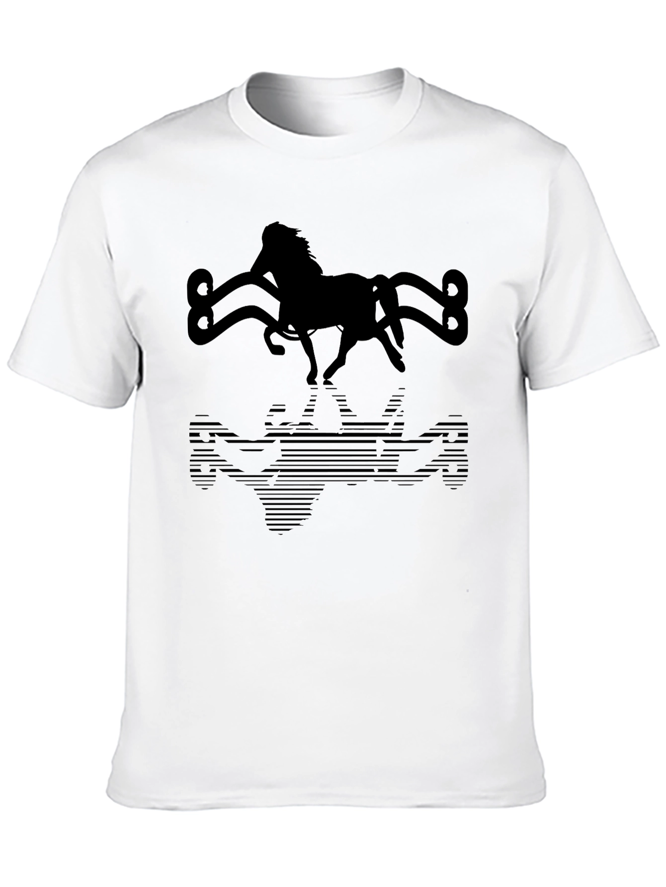 Horse Silhouette Graphic Tee - Black Cotton Blend