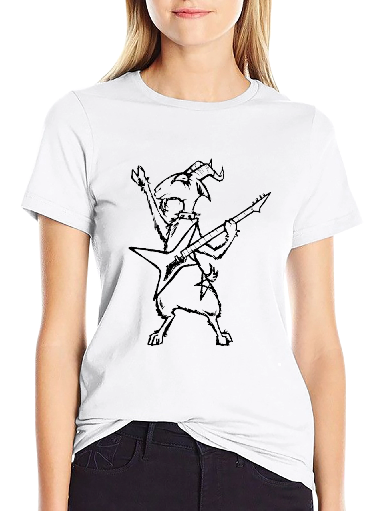 Goat Guitarist Graphic Black T-Shirt