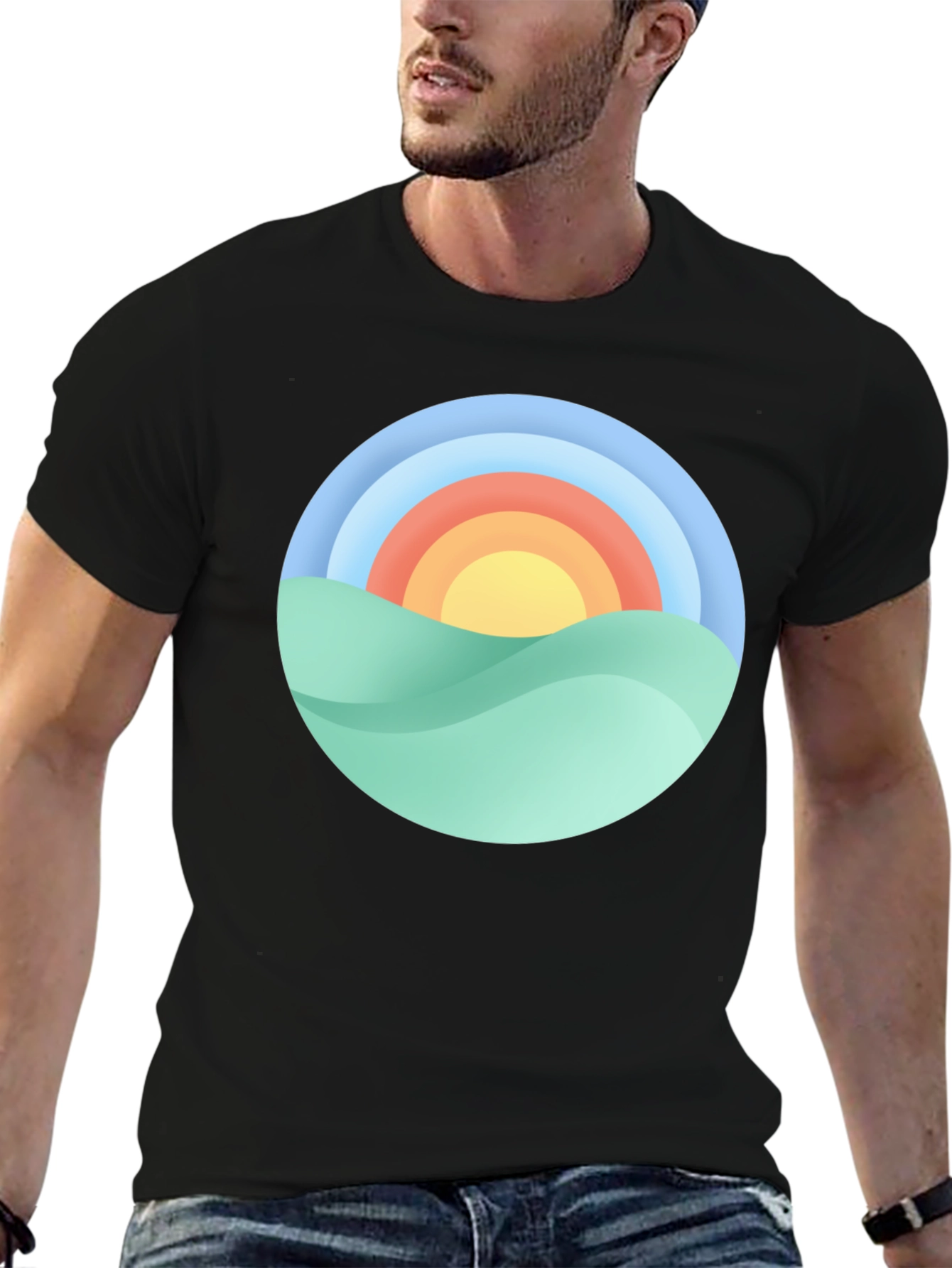 Sunset Graphic Print Crew Neck T-Shirt