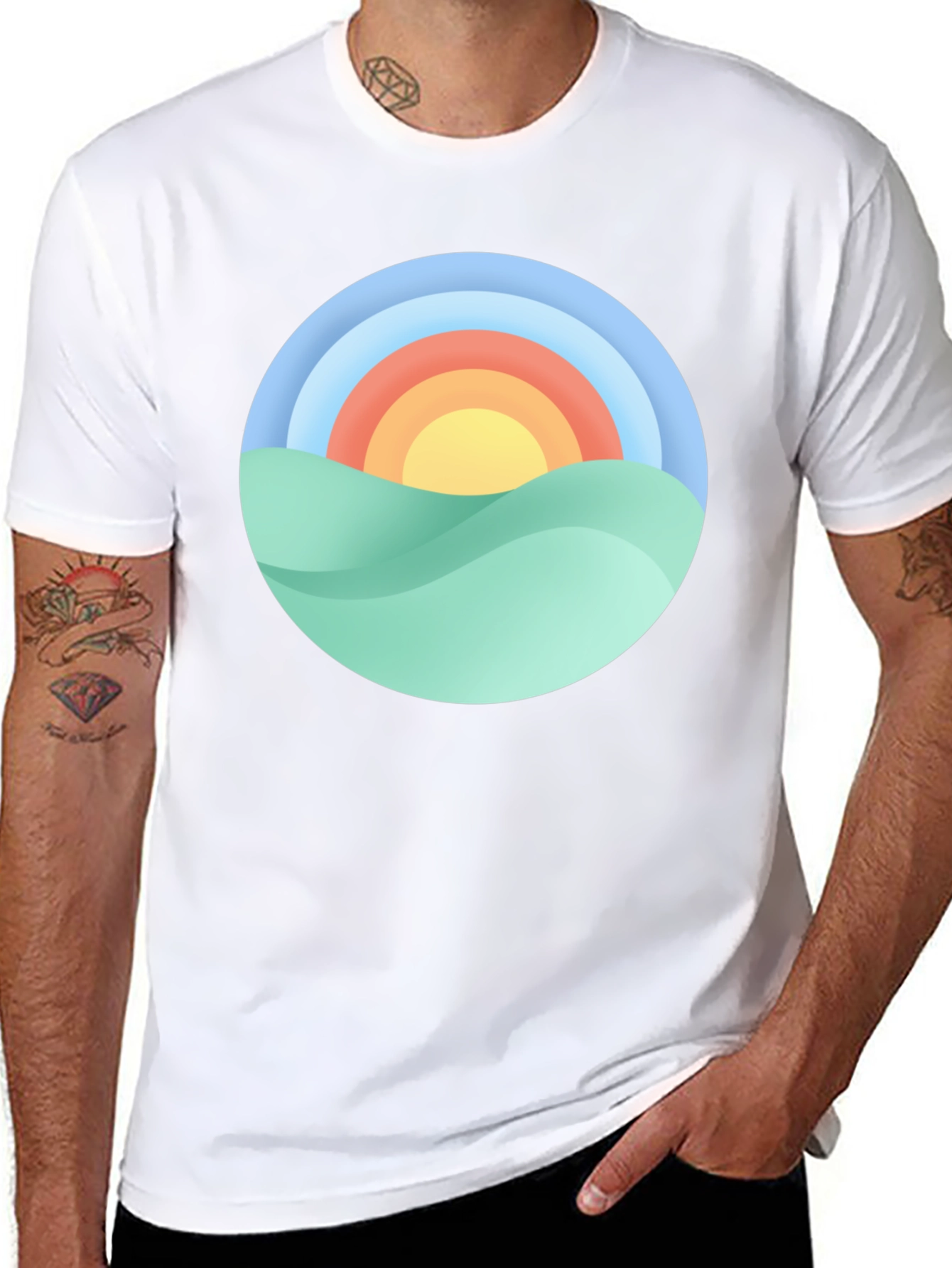 Sunset Graphic Print Crew Neck T-Shirt