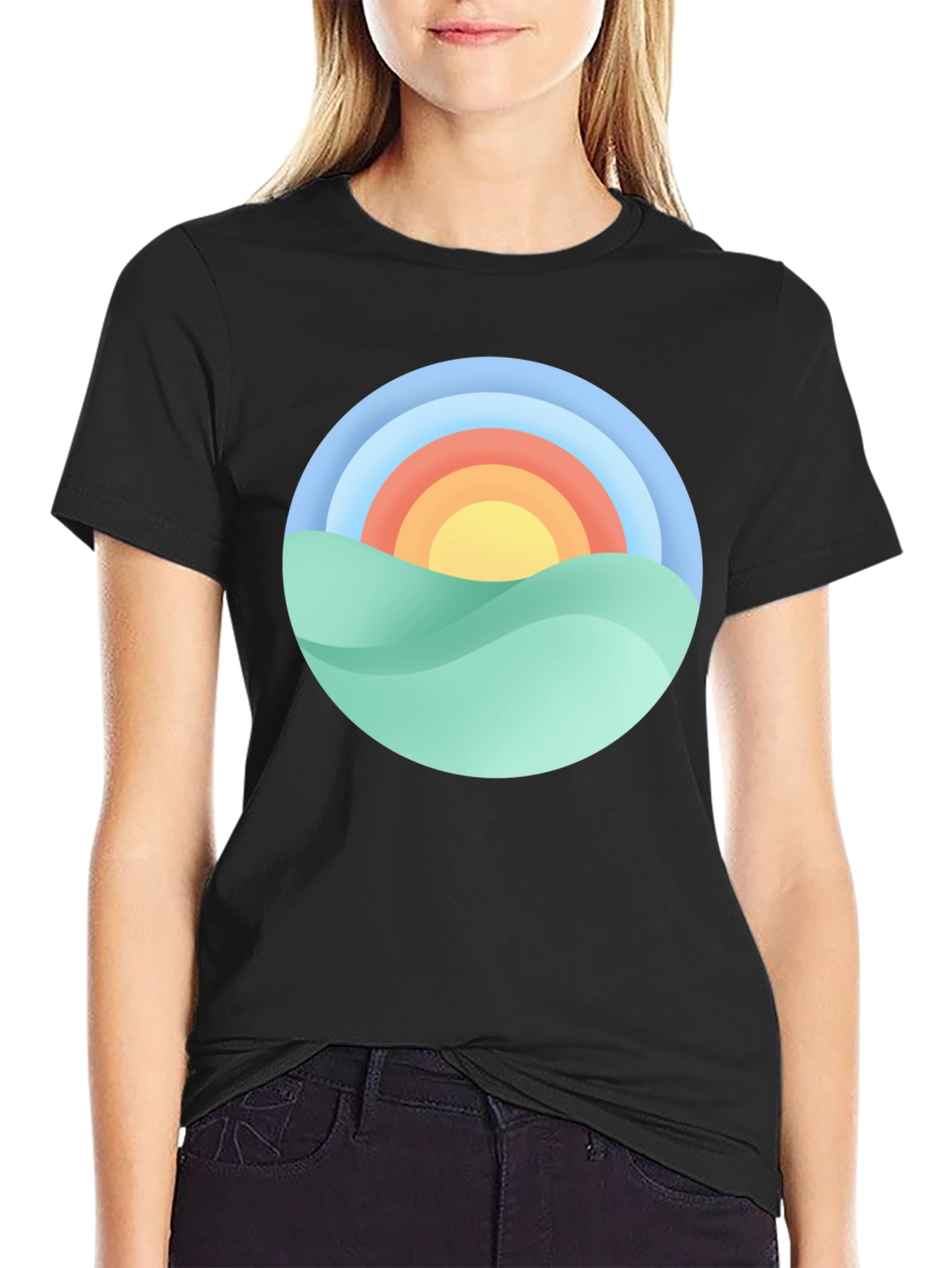 Sunset Graphic Print Crew Neck T-Shirt