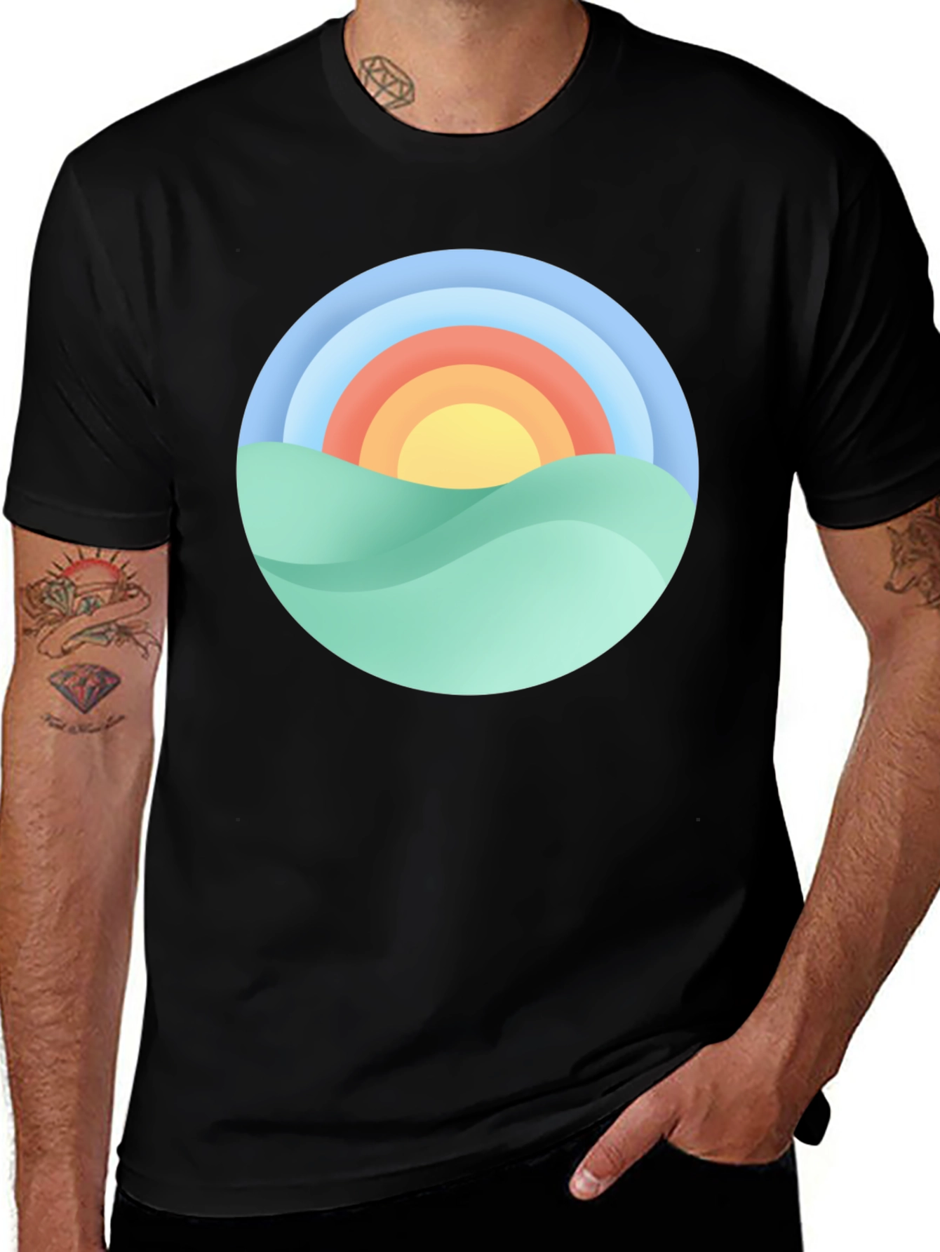 Sunset Graphic Print Crew Neck T-Shirt