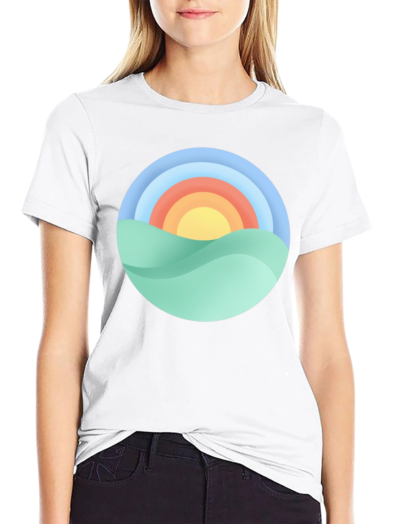 Sunset Graphic Print Crew Neck T-Shirt