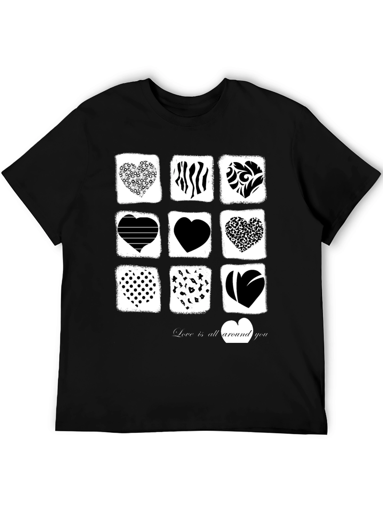 Heart Patterned Graphic T-Shirt