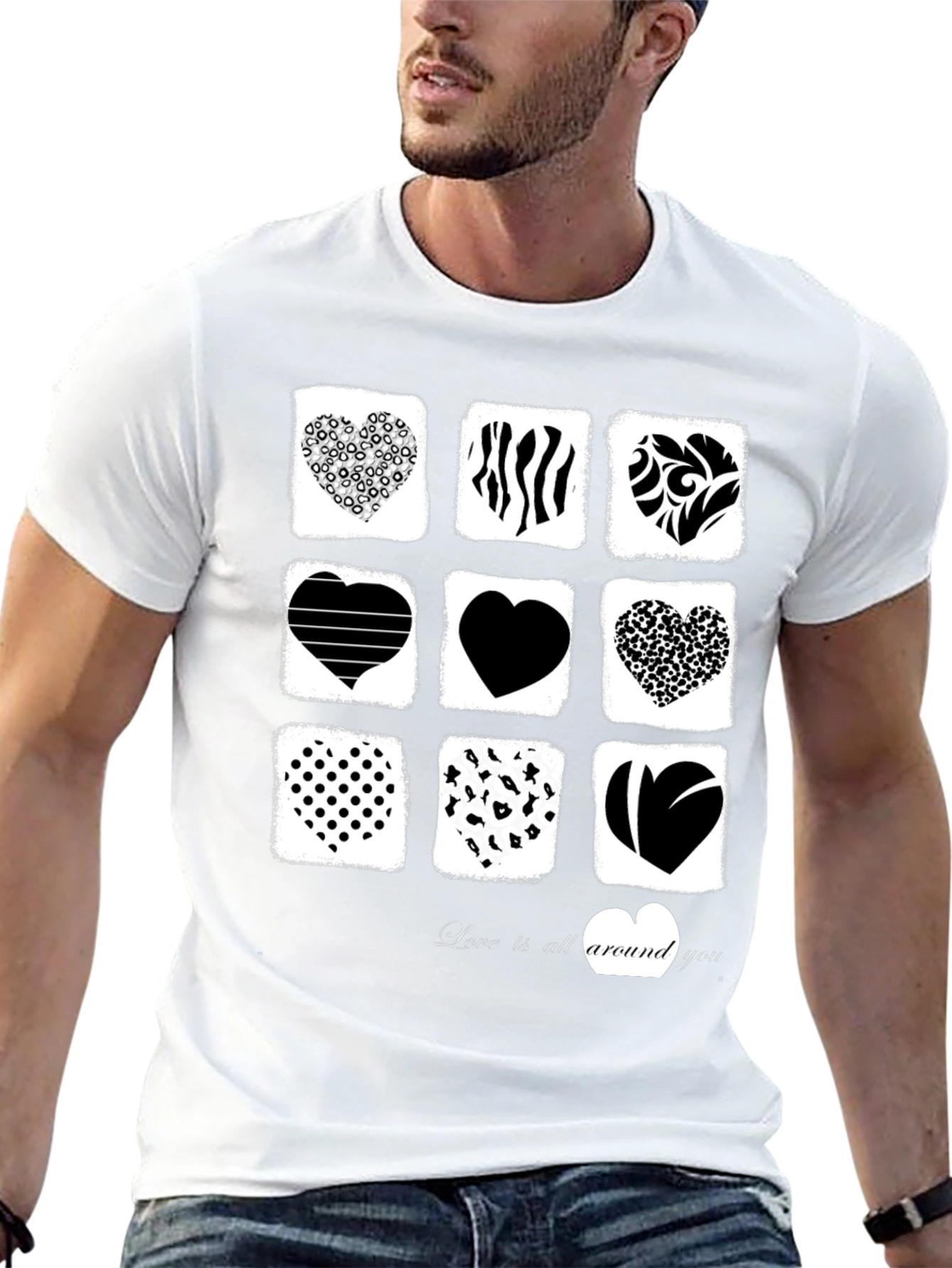 Heart Patterned Graphic T-Shirt