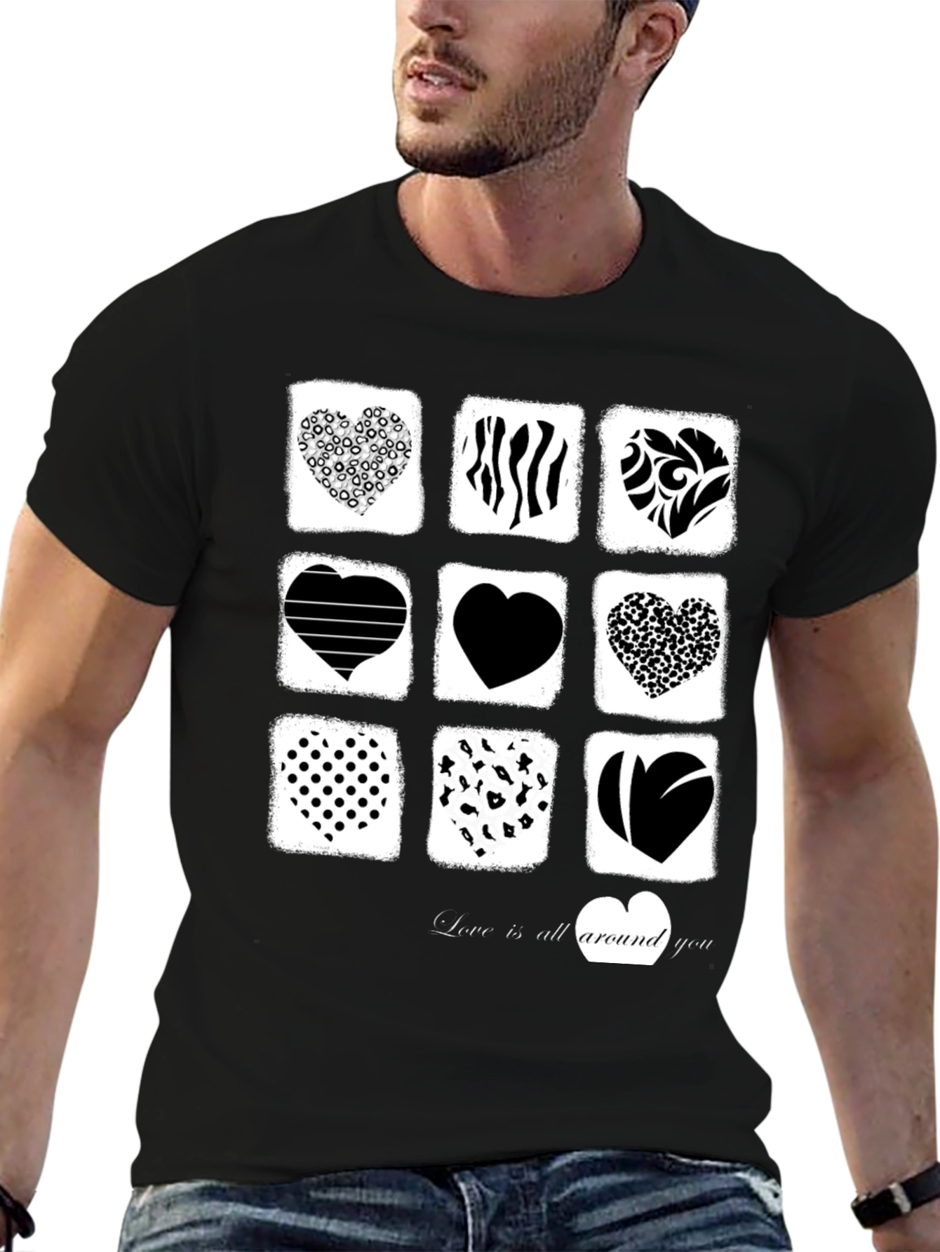 Heart Patterned Graphic T-Shirt