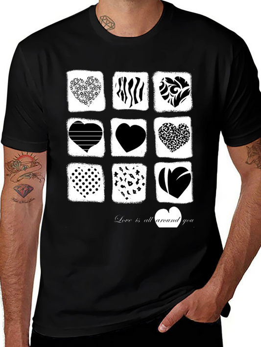 Heart Patterned Graphic T-Shirt