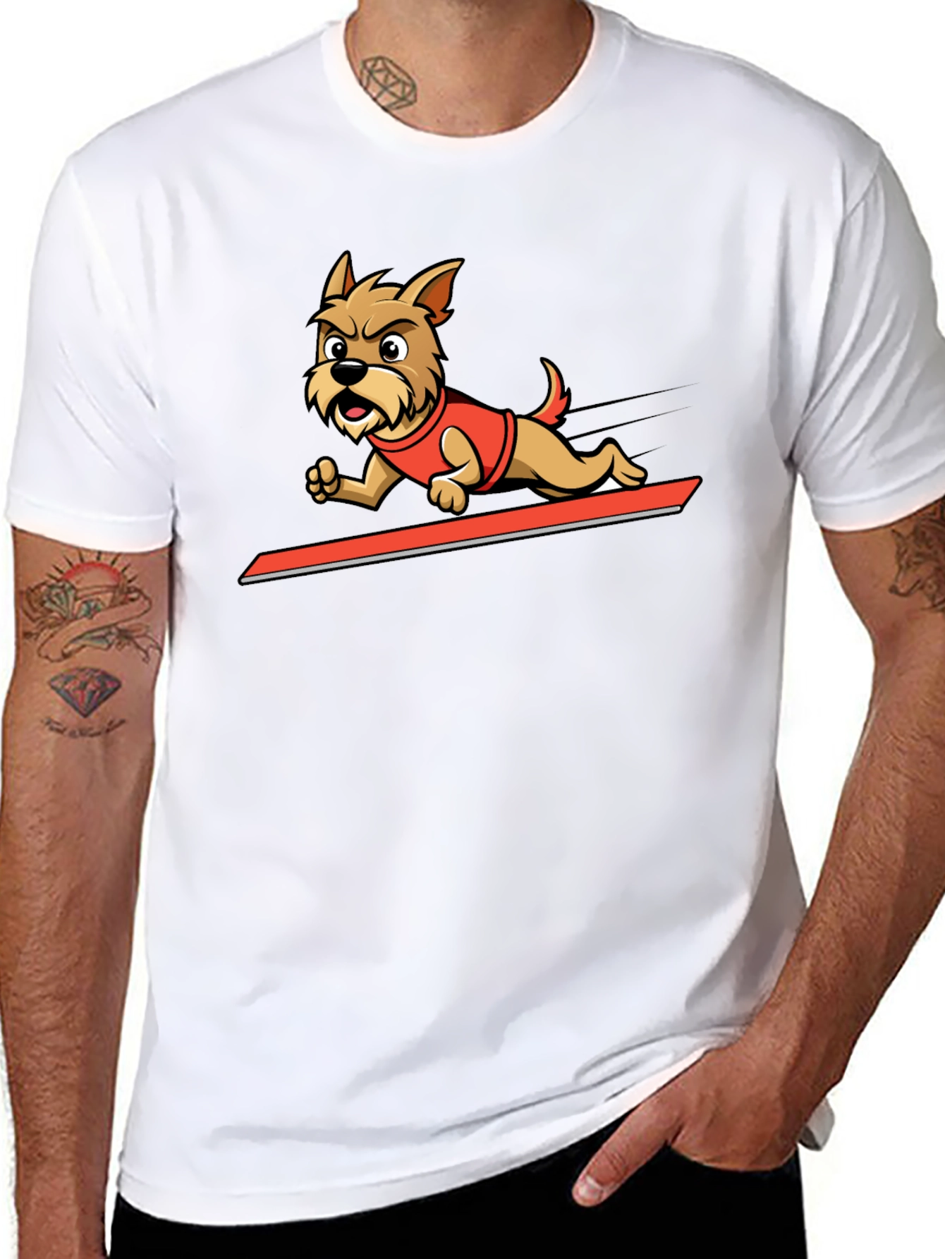 Dog Cartoon Graphic Tee - Cool Animal Design Shirt