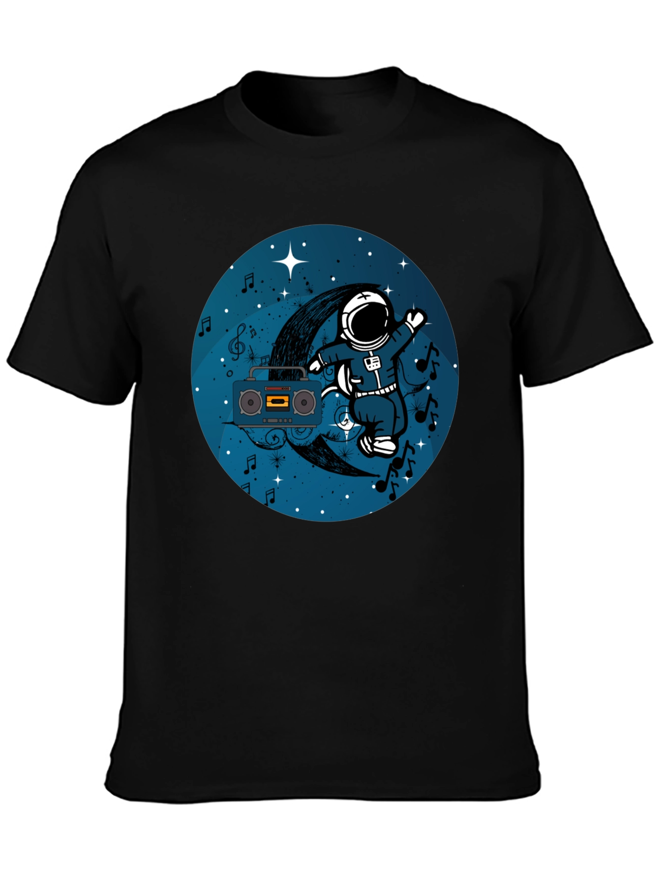 Astronaut Moon Boombox Graphic T-Shirt