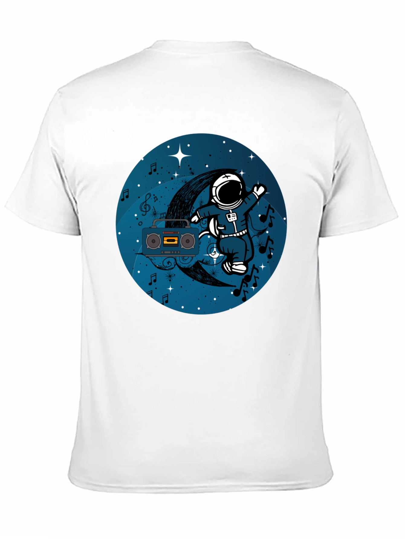 Astronaut Moon Boombox Graphic T-Shirt