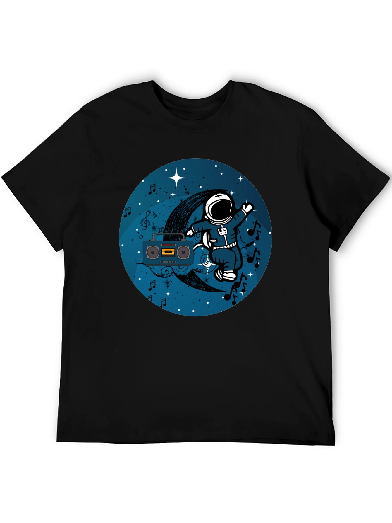 Astronaut Moon Boombox Graphic T-Shirt